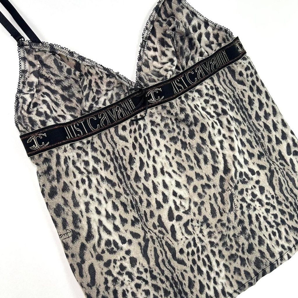 Just Cavalli y2k Cavalli gray and black cheetah print cami Size L / US 10 / IT 46 - 4 Thumbnail