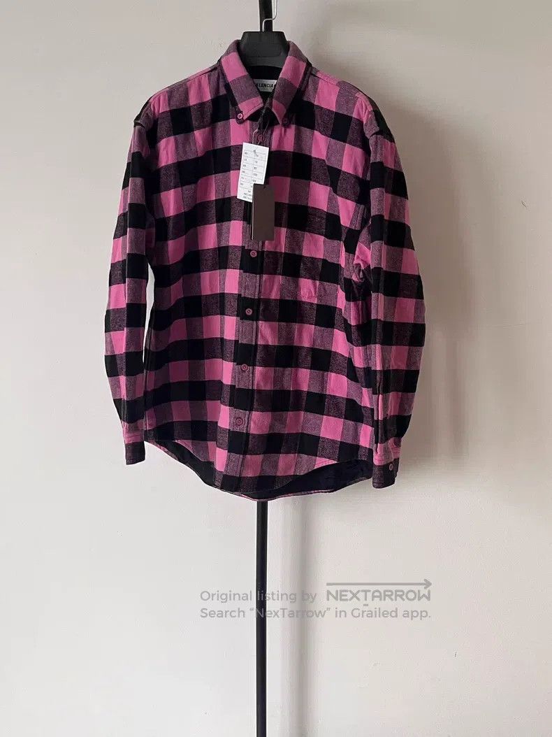 Balenciaga Balenciaga Logo Micro-Label Plaid Long Sleeve Shirt Size XXS / US 00 / IT 34 - 2 Thumbnail