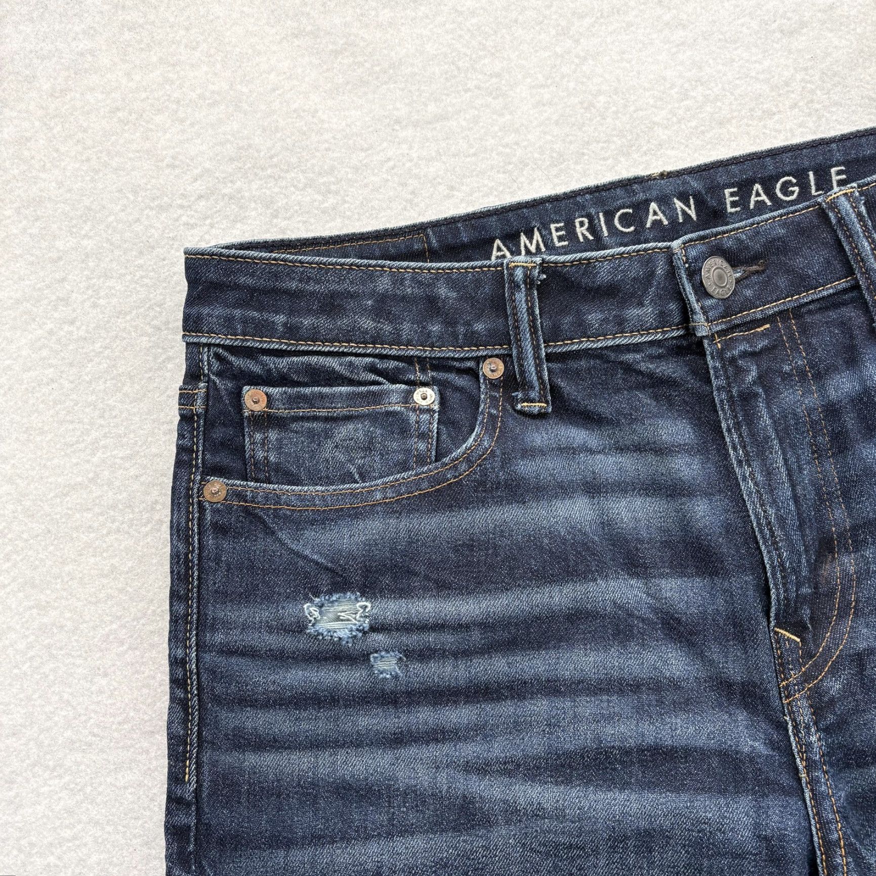 American Eagle Outfitters American Eagle AirFlex+ Jeans Mens 32x30 Blue Distressed Denim Size US 32 / EU 48 - 3 Thumbnail