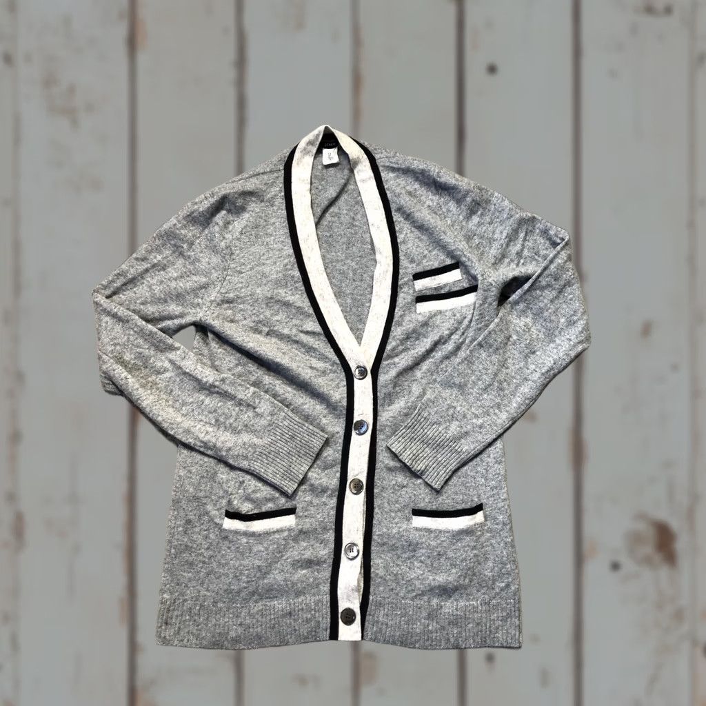 J.Crew VINTAGE J.CREW Cardigan Sweater Womens M Gray Wool Blend Long Button Pocket Cashmere Size M / US 6-8 / IT 42-44 - 1 Thumbnail