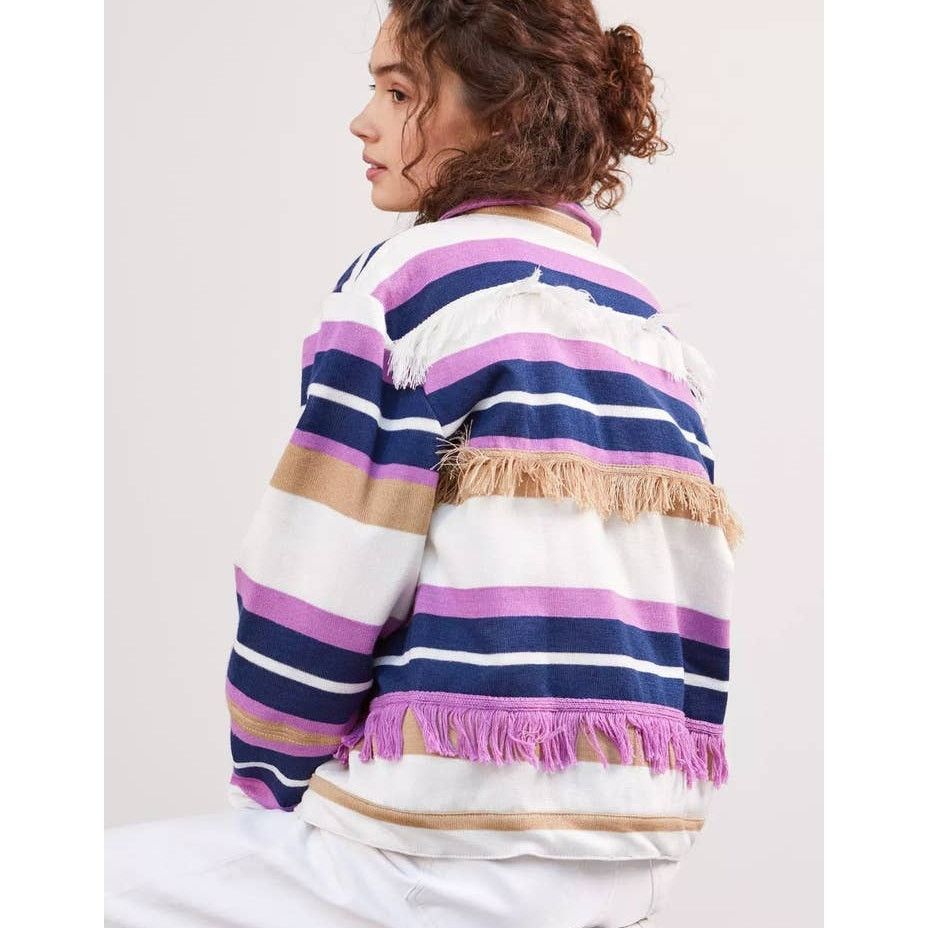 Other Alexandra Bueno Stripe Fringed Buttondown Jacket $398 SMALL Size S / US 4 / IT 40 - 5 Thumbnail