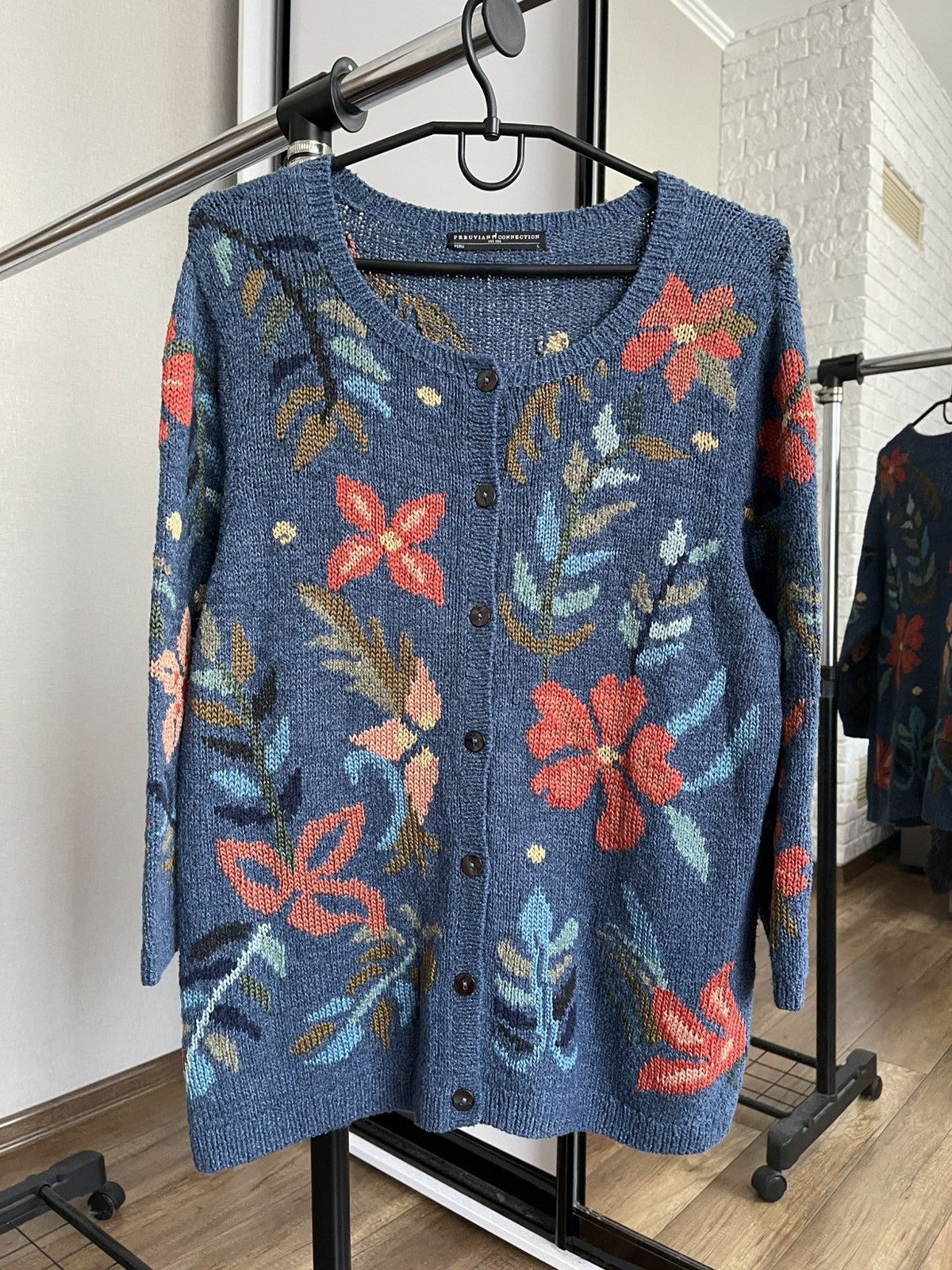 Vintage Peruvian Connection Peru Knit Cardigan Sweater Size L / US 10 / IT 46 - 3 Thumbnail
