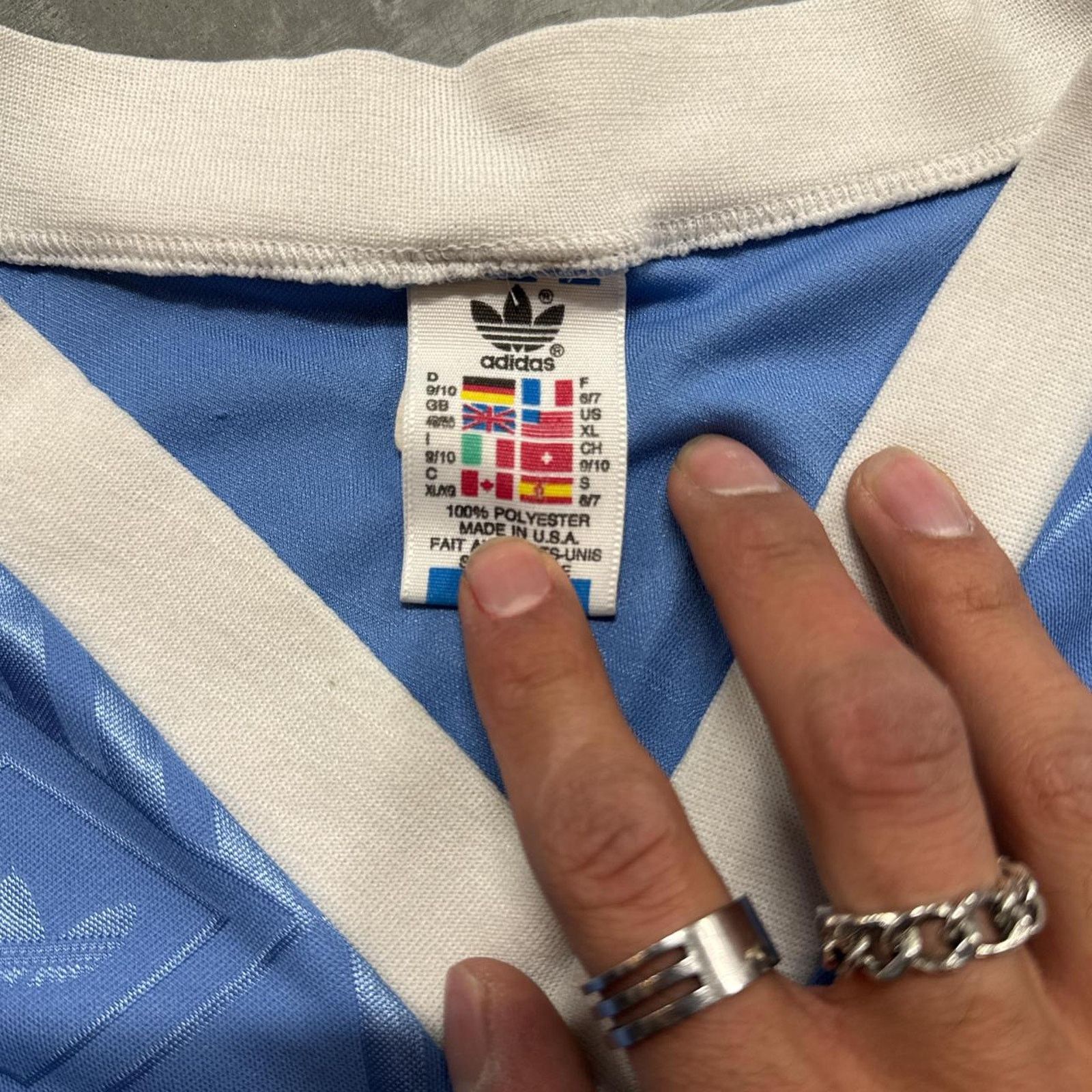 Adidas × Vintage Vintage 80s Adidas Soccer Jersey Print Made in USA Size US XL / EU 56 / 4 - 3 Thumbnail