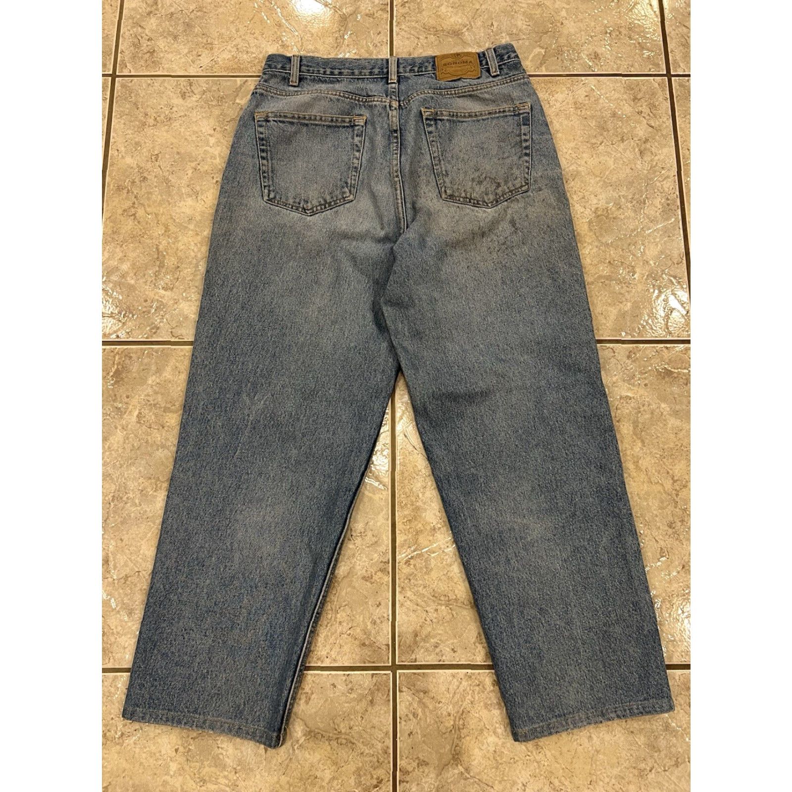 Denime VTG Sonoma Jeans Blue Denim Distressed 90s Baggy Loose 33x28 5-Pocket Mens Jeans Size US 33 - 2 Thumbnail