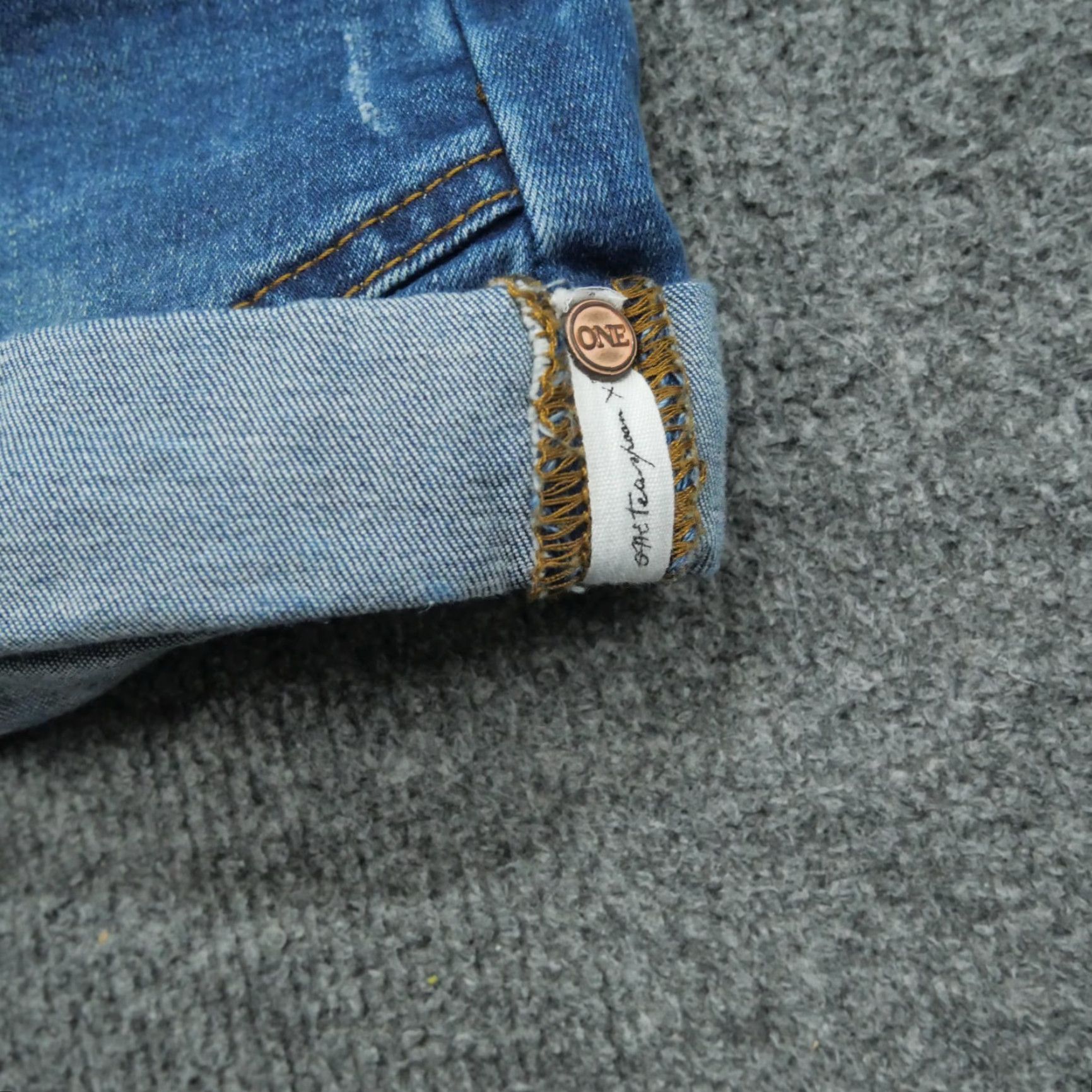 Vintage One X One Teaspoon Denim Bermuda Shorts Womens 26 Blue Button Fly Distressed Grunge Pockets Vintage No Size 42" / US 20 - 5 Thumbnail