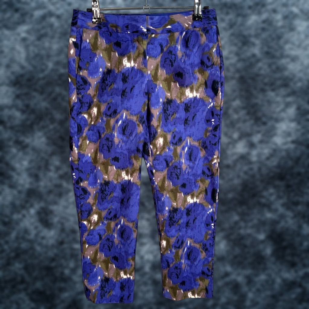 Boden VINTAGE Boden Womens Cropped Trousers Pants Size 12P Petite Blue Cotton Summer Casual Women Size 34" / US 12 / IT 48 - 1 Thumbnail