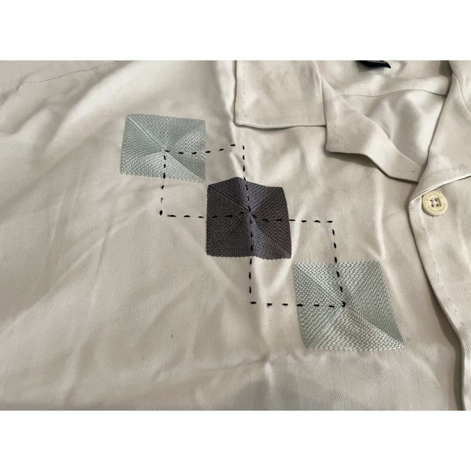Nat Nast Nat Nast Embroidered Silk Shirt Mens 2XL Ivory Short Sleeve Button-Up Size US XXL / EU 58 / 5 - 3 Thumbnail