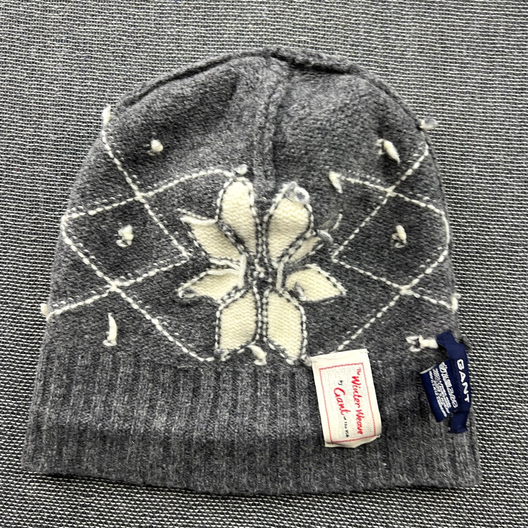 Gant GANT Beanie Hat One Size Gray Wool Snowflake Winter Weave Wool Knit Thermal Unisex Adults Hats Size ONE SIZE - 3 Thumbnail