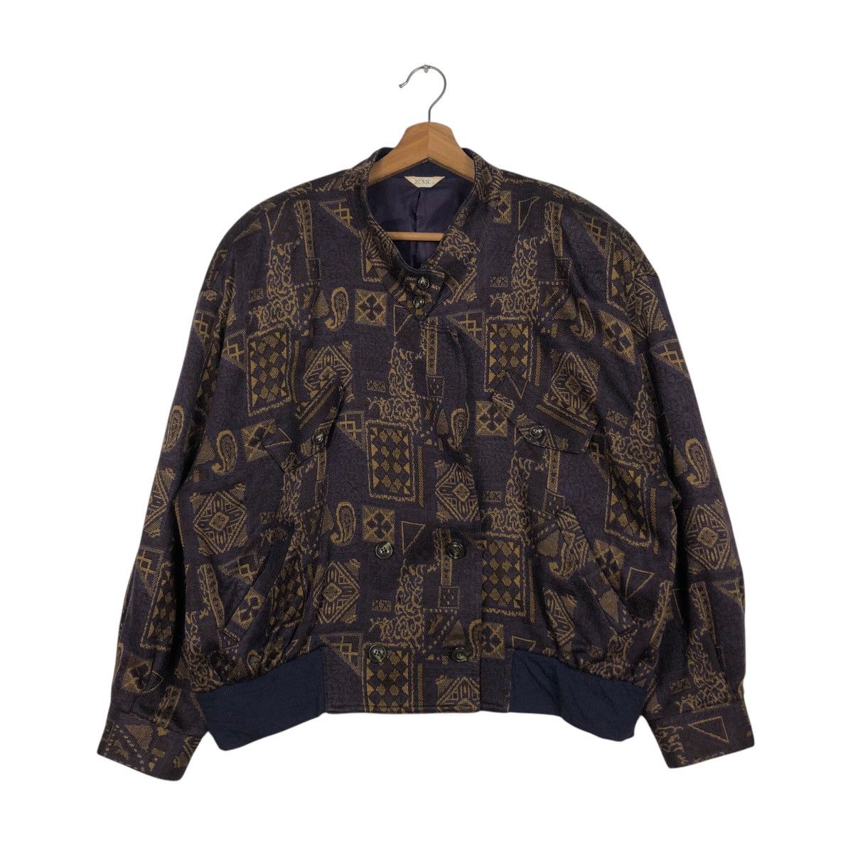 Japanese Brand × Vintage 📌Vintage Bomber Jacket Runic Navajo Design Issey Miyake Size US M / EU 48-50 / 2 - 2 Thumbnail