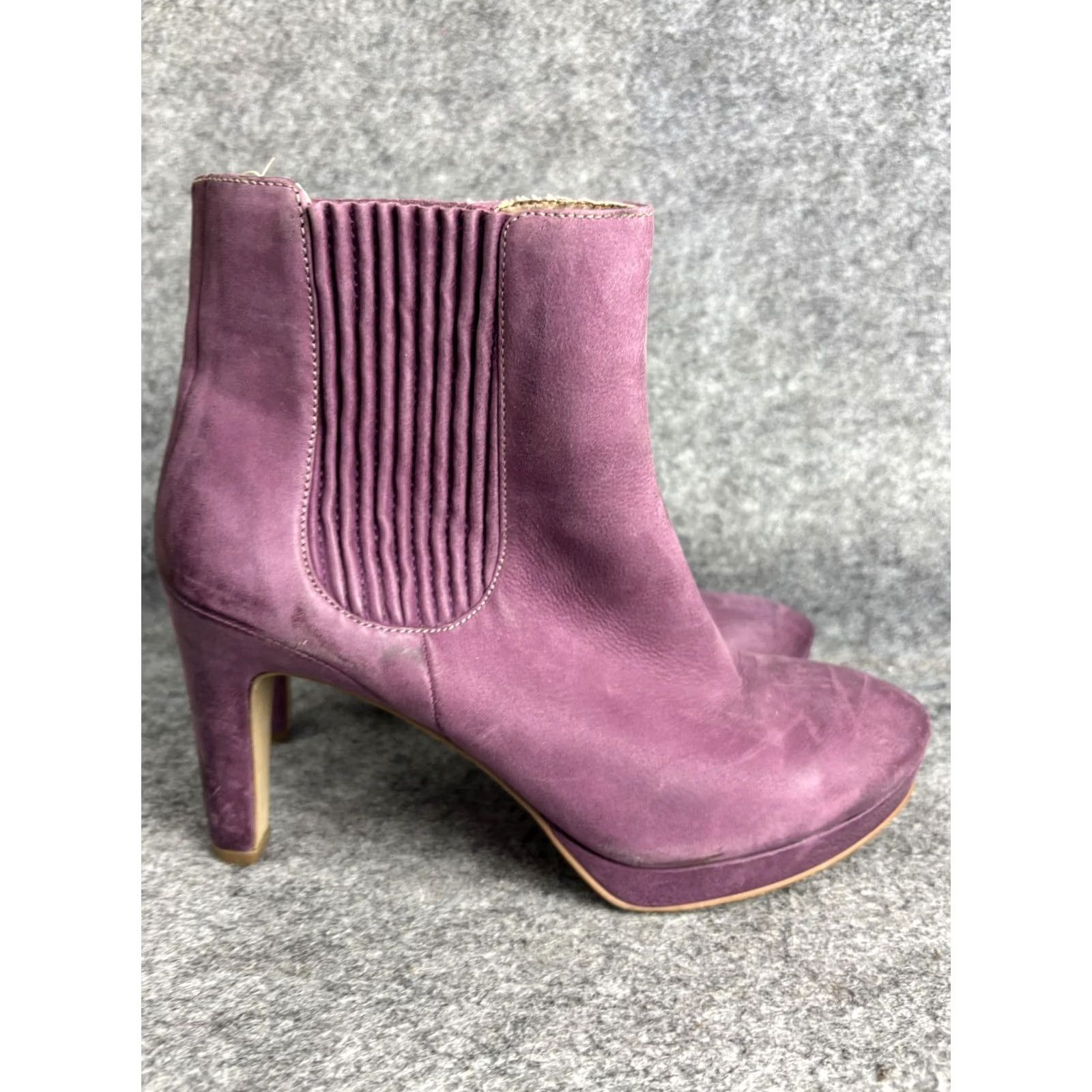 Ecco ECCO Ankle Boots Womens 39 Purple Leather Heeled Platform Chelsea Slip On Nubuck Almond Toe High Heel Womens Boots Shoes Size US 9 / IT 39 - 4 Thumbnail