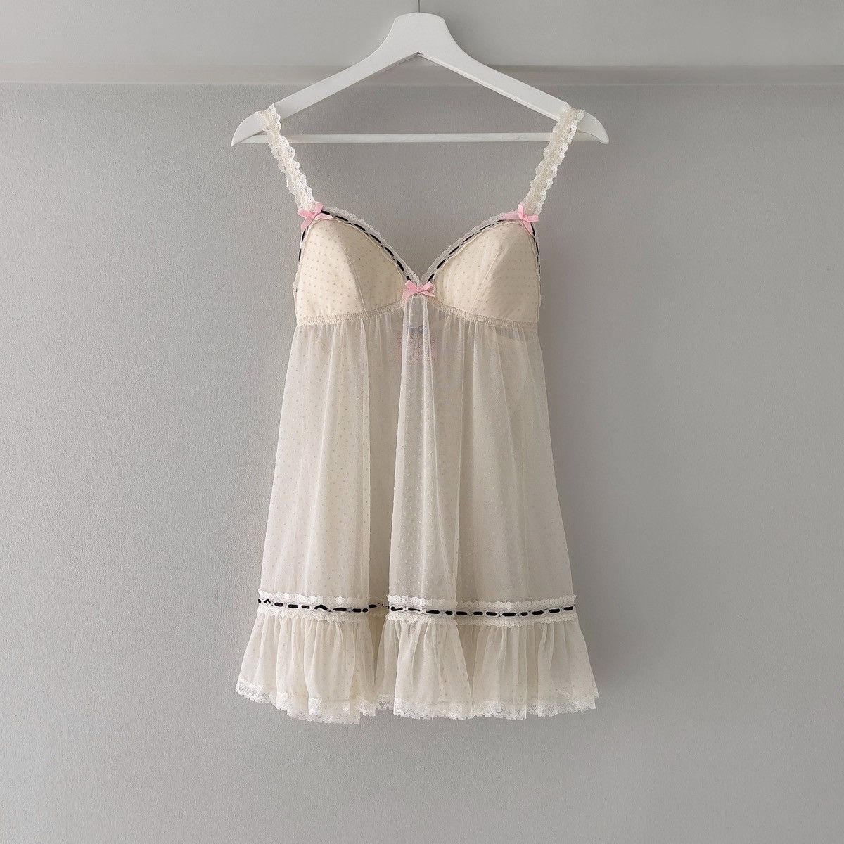 Victoria's Secret Romantic Cream Mesh Sheer Mini Dress (Small) Size S / US 4 / IT 40 - 10 Thumbnail