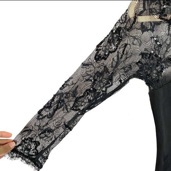 Tadashi Shoji NWT Tadashi Shoji Black Lace Sequin Dress 10 | Mob Wife Dark Size M / US 6-8 / IT 42-44 - 4 Thumbnail