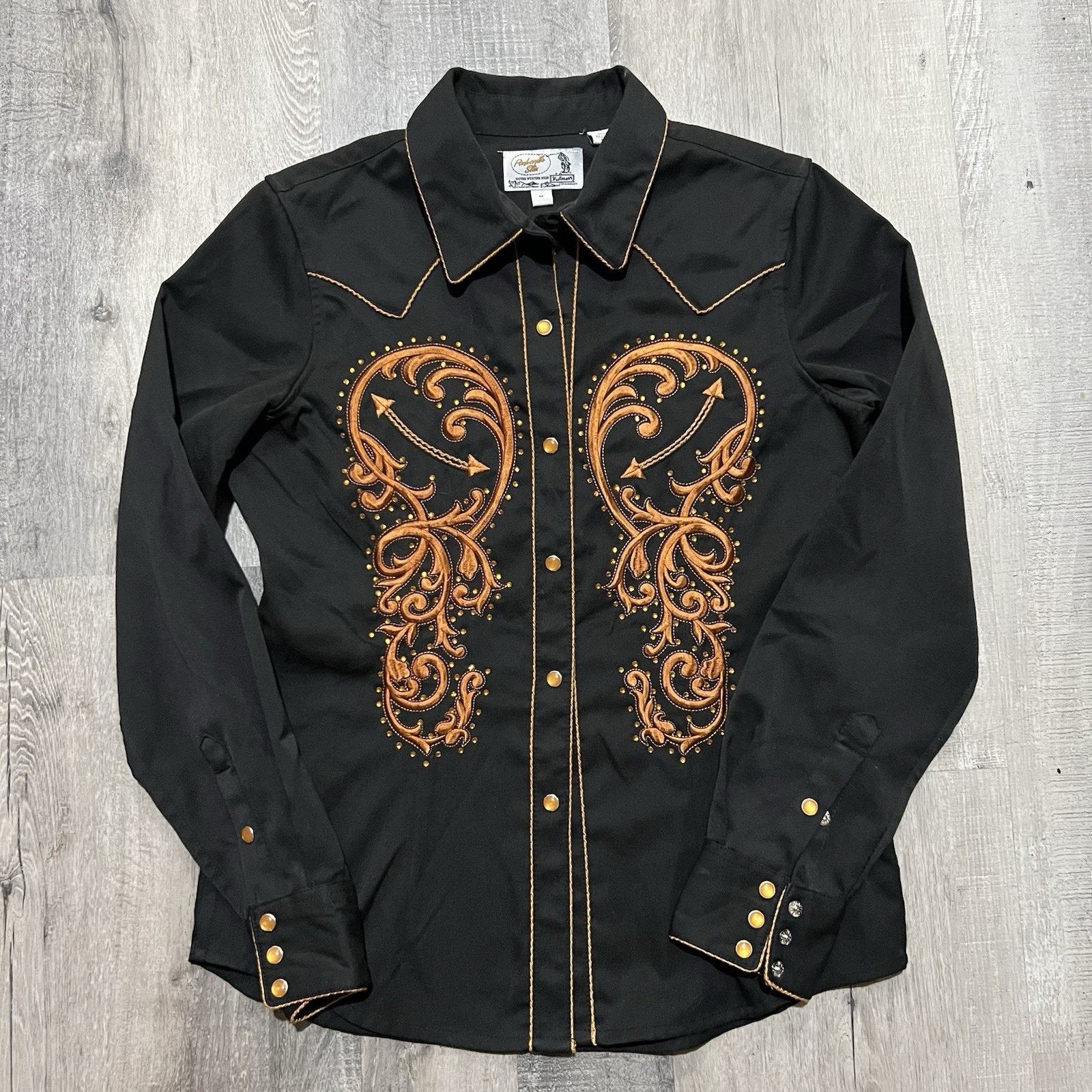 Panhandle Slim Panhandle Slim Black/Orange Pearl Snap Western Cowgirl Shirt Size M / US 6-8 / IT 42-44 - 1 Thumbnail