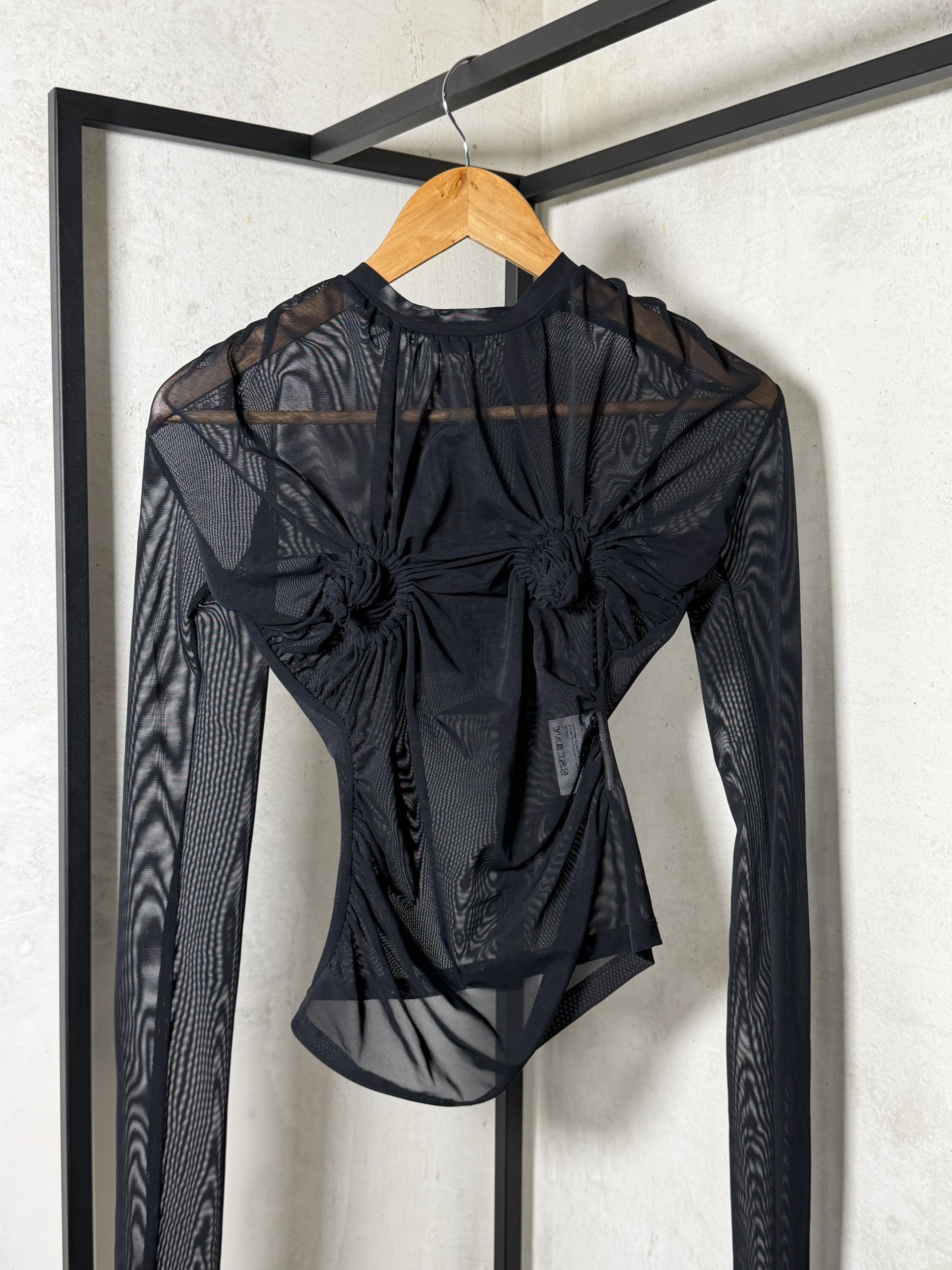 Vaquera Vaquera Ruched Nipples Mesh Top In Black Size XS / US 0-2 / IT 36-38 - 4 Thumbnail