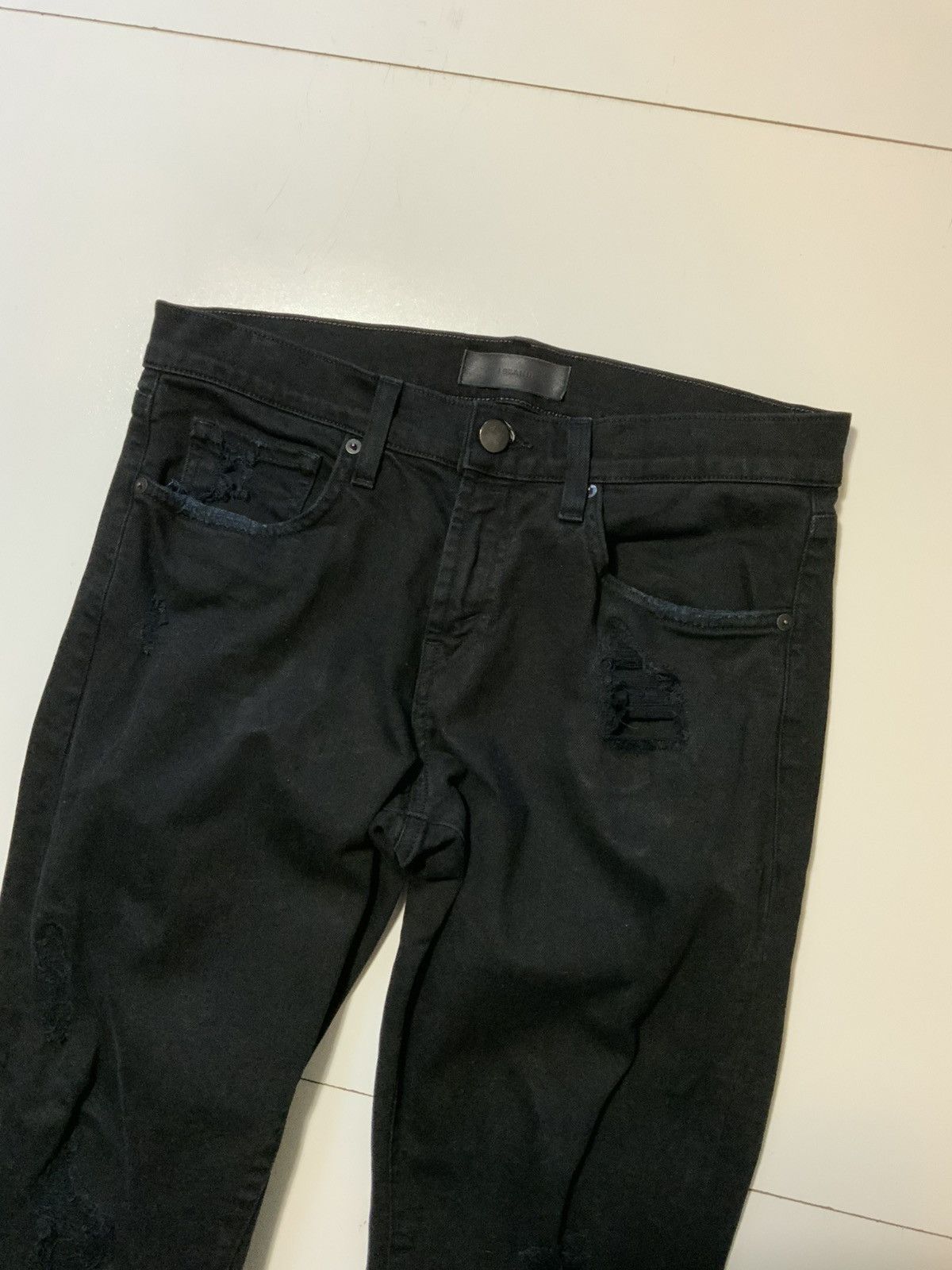 J Brand $198 J Brand Tyler Black Solace Distressed Slim Denim Jeans Size US 30 / EU 46 - 6 Thumbnail