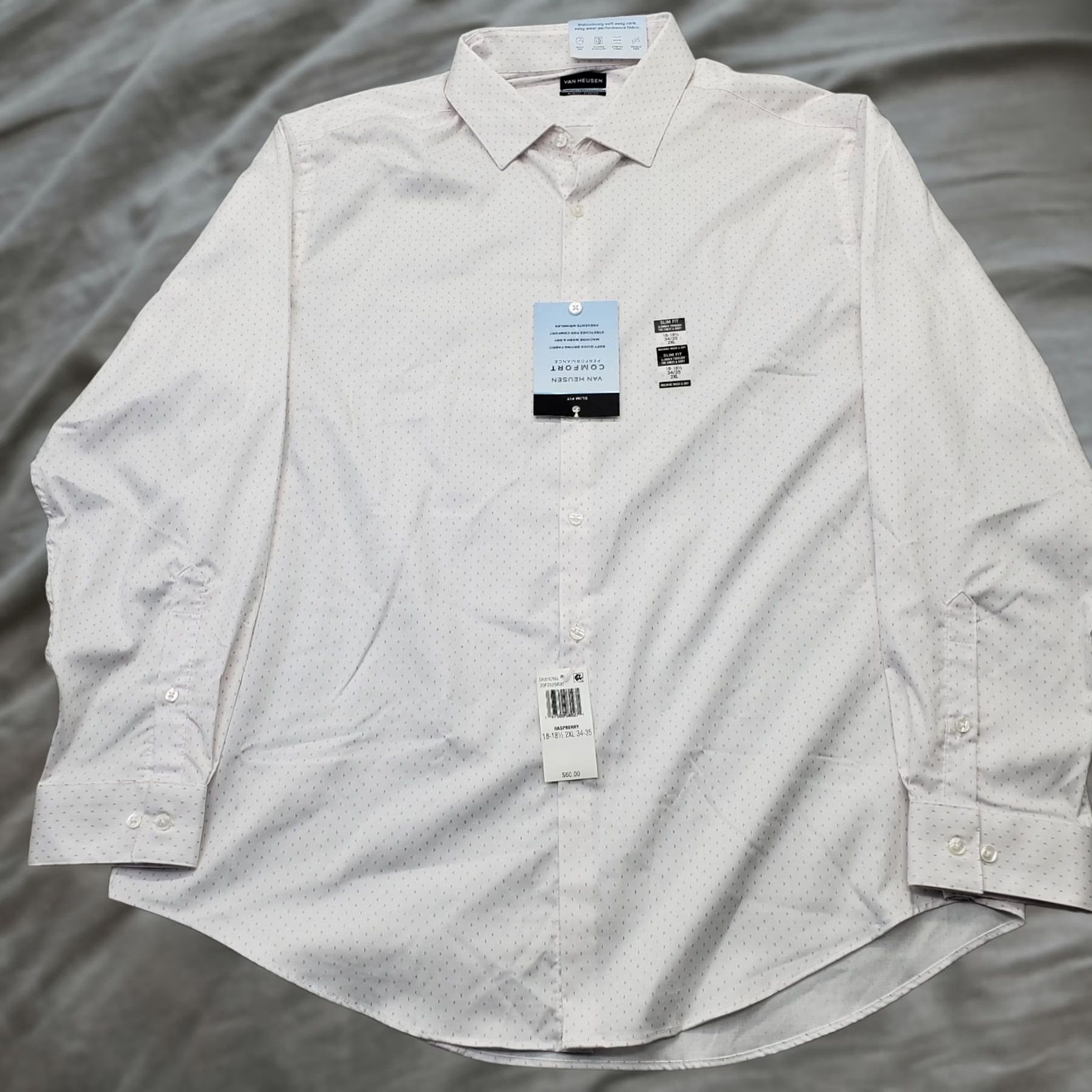 Van Heusen Van Heusen Dress Shirt Men 2XL Multi Dash Pattern Slim Fit Performance Button-Up Shirt Size 48R - 1 Thumbnail