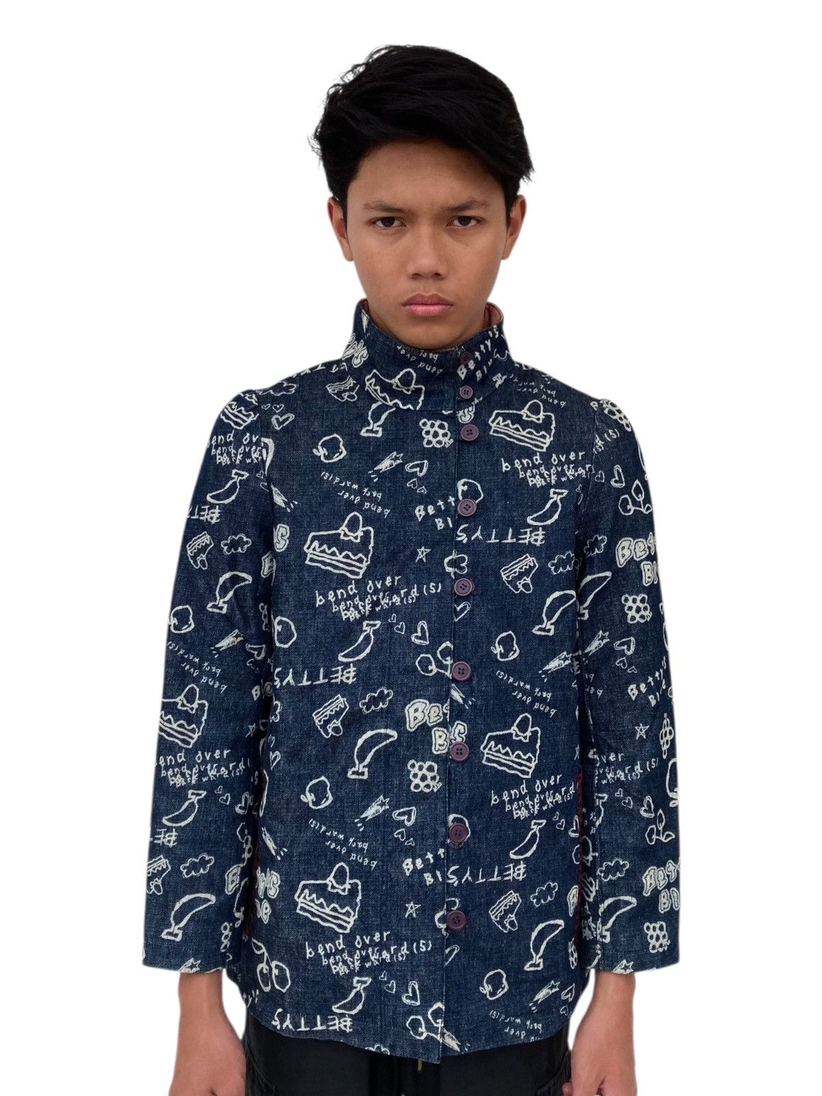 Hysteric Glamour 1990s Bettys Blue - Sketch Graphic Denim Jacket Size US M / EU 48-50 / 2 - 1 Thumbnail