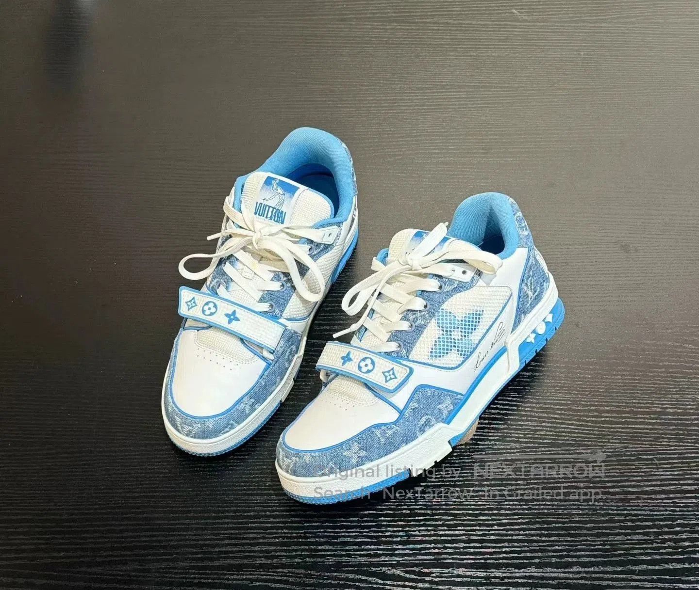 Louis Vuitton Louis Vuitton Trainer Blue and White Low. Size US 8.5 / EU 41-42 - 1 Thumbnail