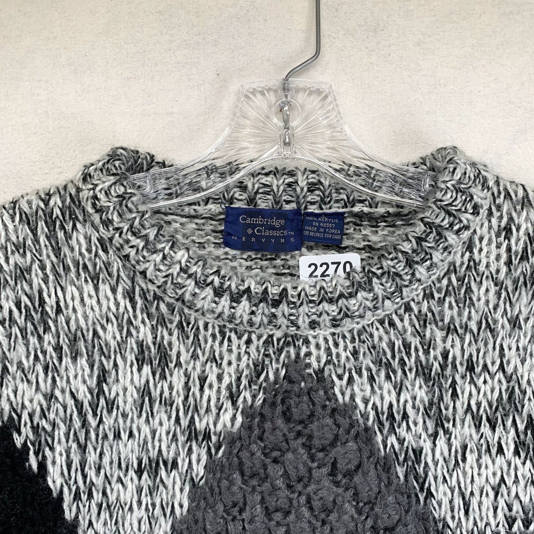 Vintage VINTAGE Mervyn's Mens Sweater Pullover 90s Crew Neck Long Sleeve Grayscale Acrylic Argyle Casual Winter Size US M / EU 48-50 / 2 - 4 Thumbnail