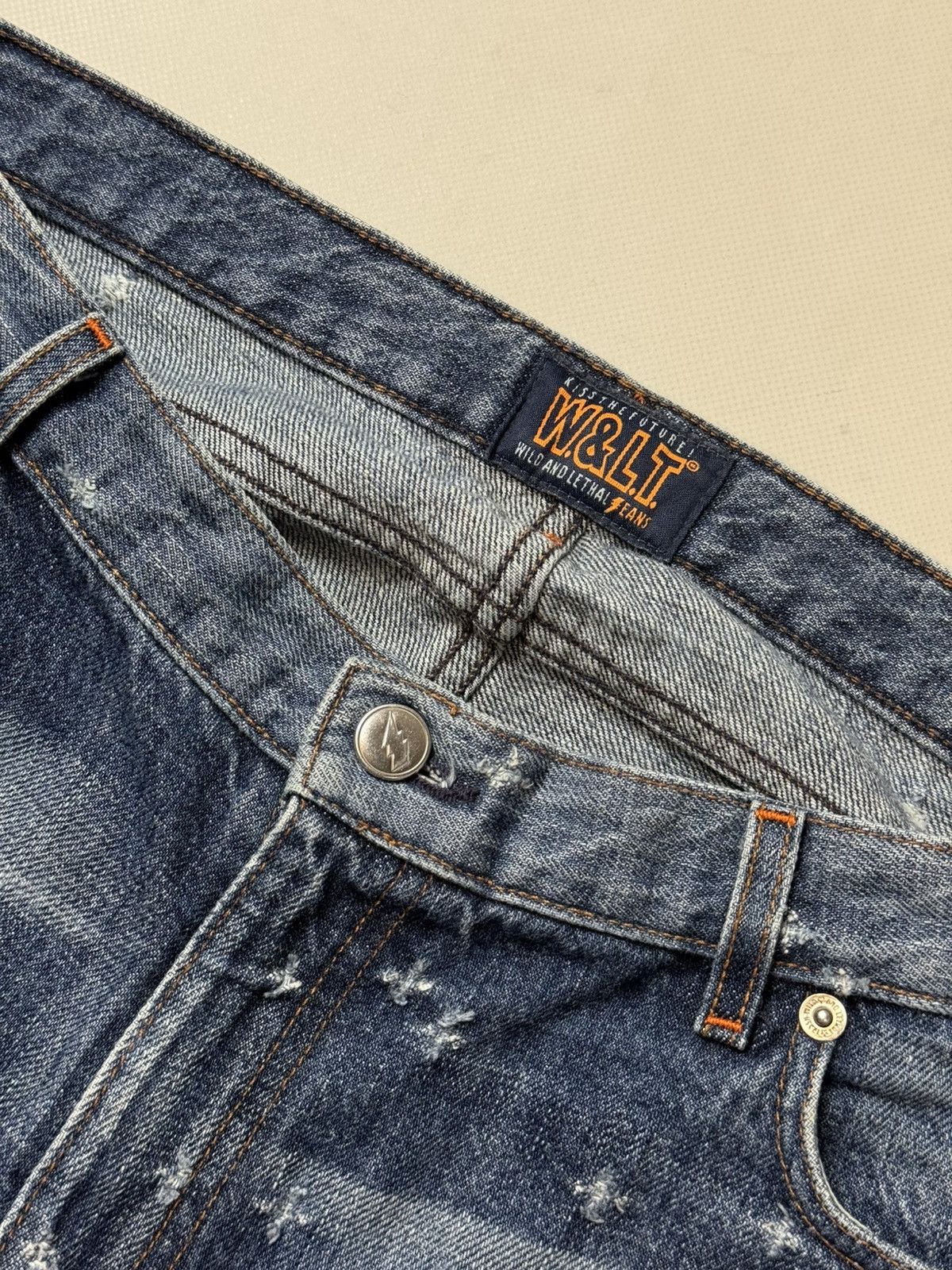 W&LT Walter Van Beirendonck Distressed Cut Off Denim Shorts Jeans Size US 31 - 10 Thumbnail