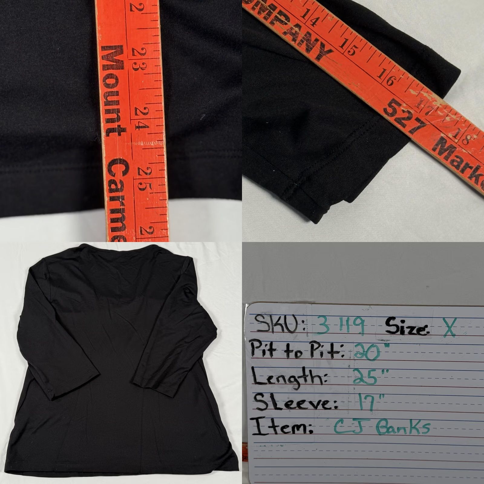 Vintage VINTAGE CJ Banks Shirt Womens Black Scoop Neck 3/4 Sleeve Top Plus Stretch Made in USA XL Womens Shirts Black Scoop Neck 3/4 Sleeve CJ Banks Size XL / US 12-14 / IT 48-50 - 8 Thumbnail