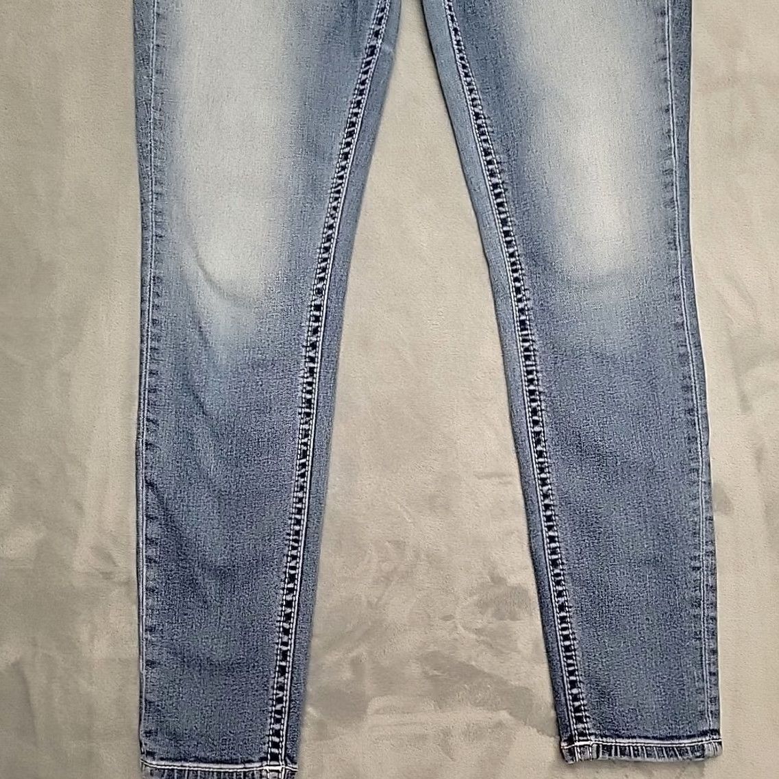Miss Me MissMe Jeans Women 29 Faded Blue Denim Hailey Skinny Thick Stitch Cowboy M3725S Size 29" - 2 Thumbnail