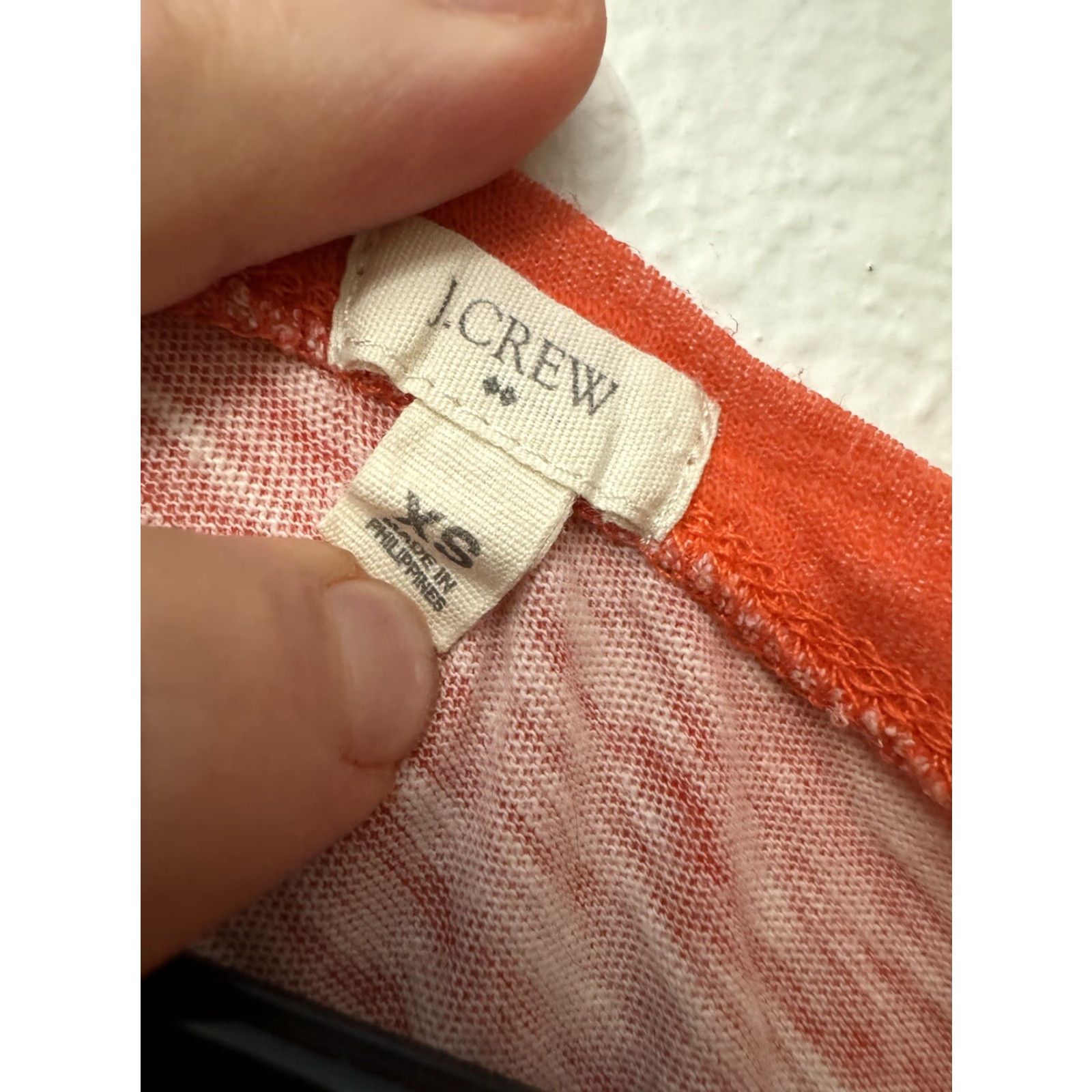 J.Crew J. Crew Womens Orange White 3/4 Sleeve Scoop Neck Striped T-Shirt XS Size XS / US 0-2 / IT 36-38 - 3 Thumbnail