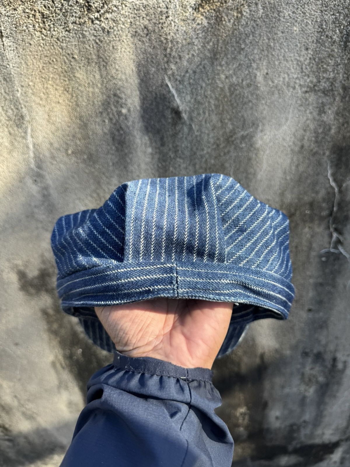 Vintage Vintage 70s Denim Hickory Striped Railroad Conductor Hat Size ONE SIZE - 2 Thumbnail