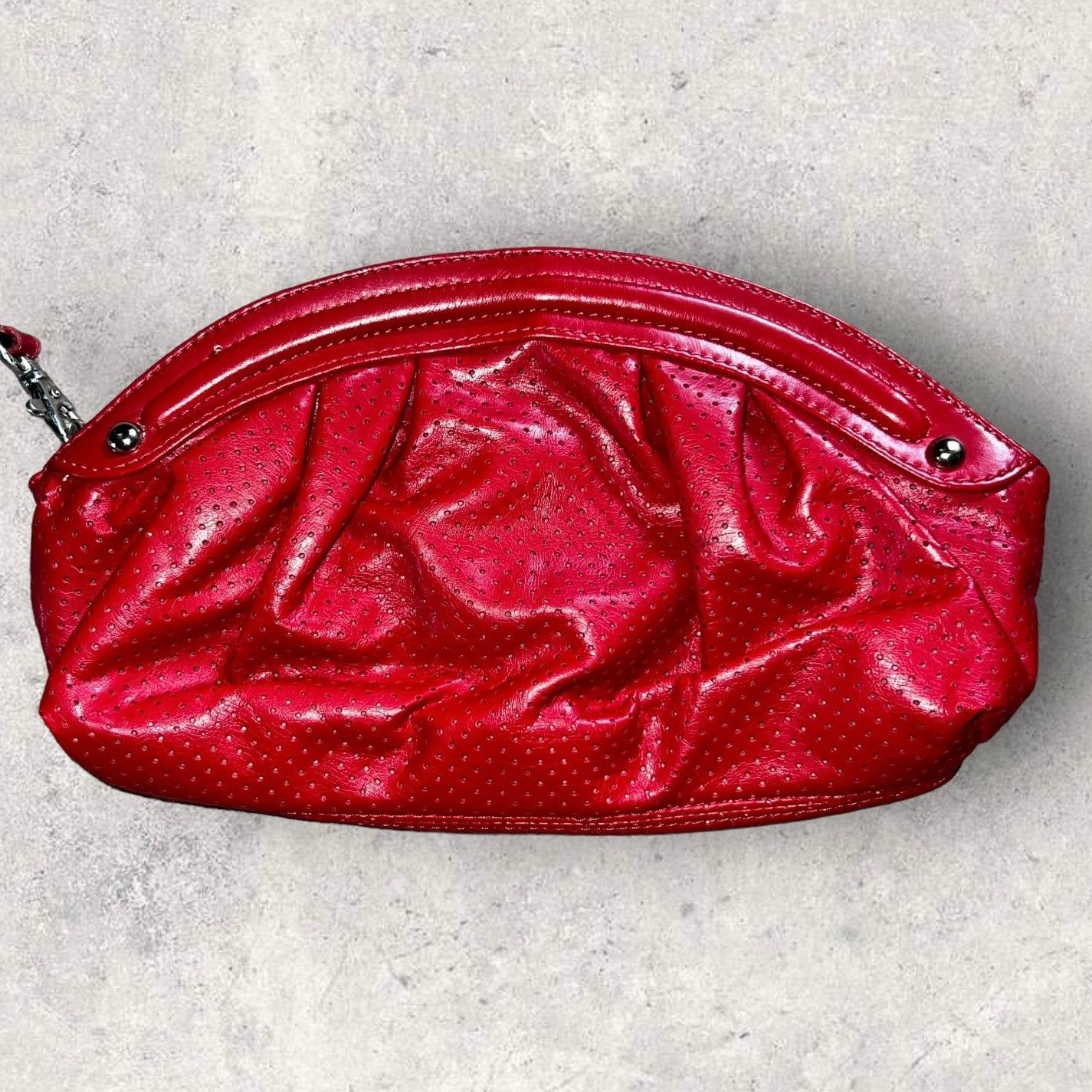 Other Vintage Candie’s Red Perforated Faux Leather Clutch Size ONE SIZE - 2 Thumbnail