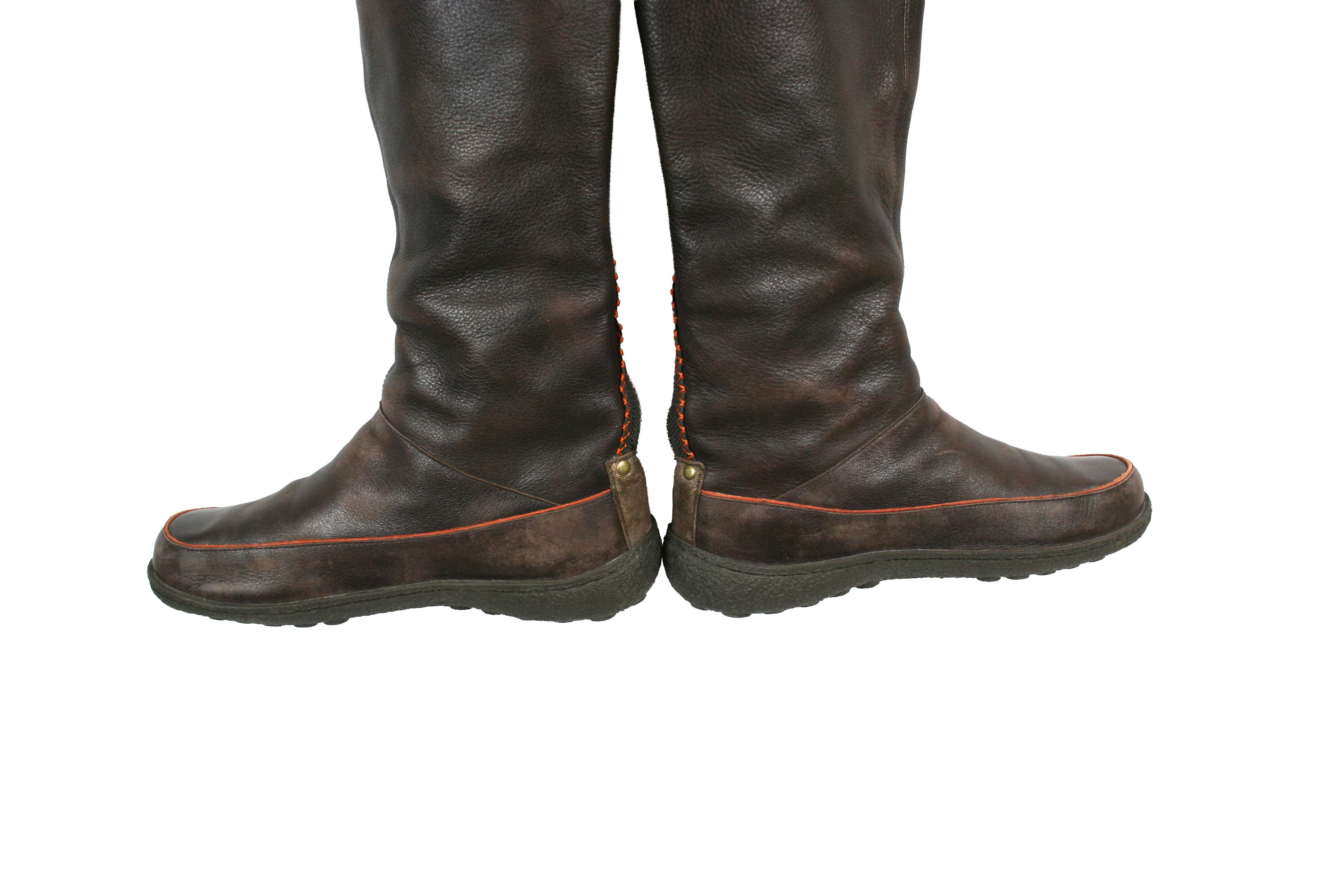 Camper Y2K Moto Boxing Knee High Leather Boots Vintage Size US 7 / IT 37 - 12 Thumbnail
