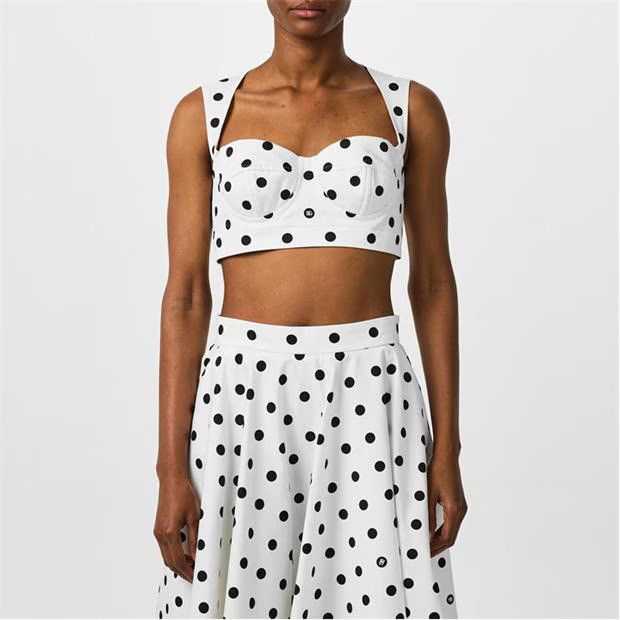 Dolce & Gabbana o1g2r1mq1024 Polka Crop Top in Bianco & Black Size XL / US 12-14 / IT 48-50 - 3 Thumbnail