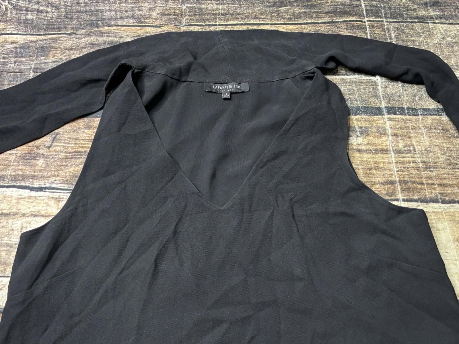 Lafayette 148 Lafayette 148 New York Silk Top Womens 2 Fringe Tie V-Neck Size XS / US 0-2 / IT 36-38 - 4 Thumbnail