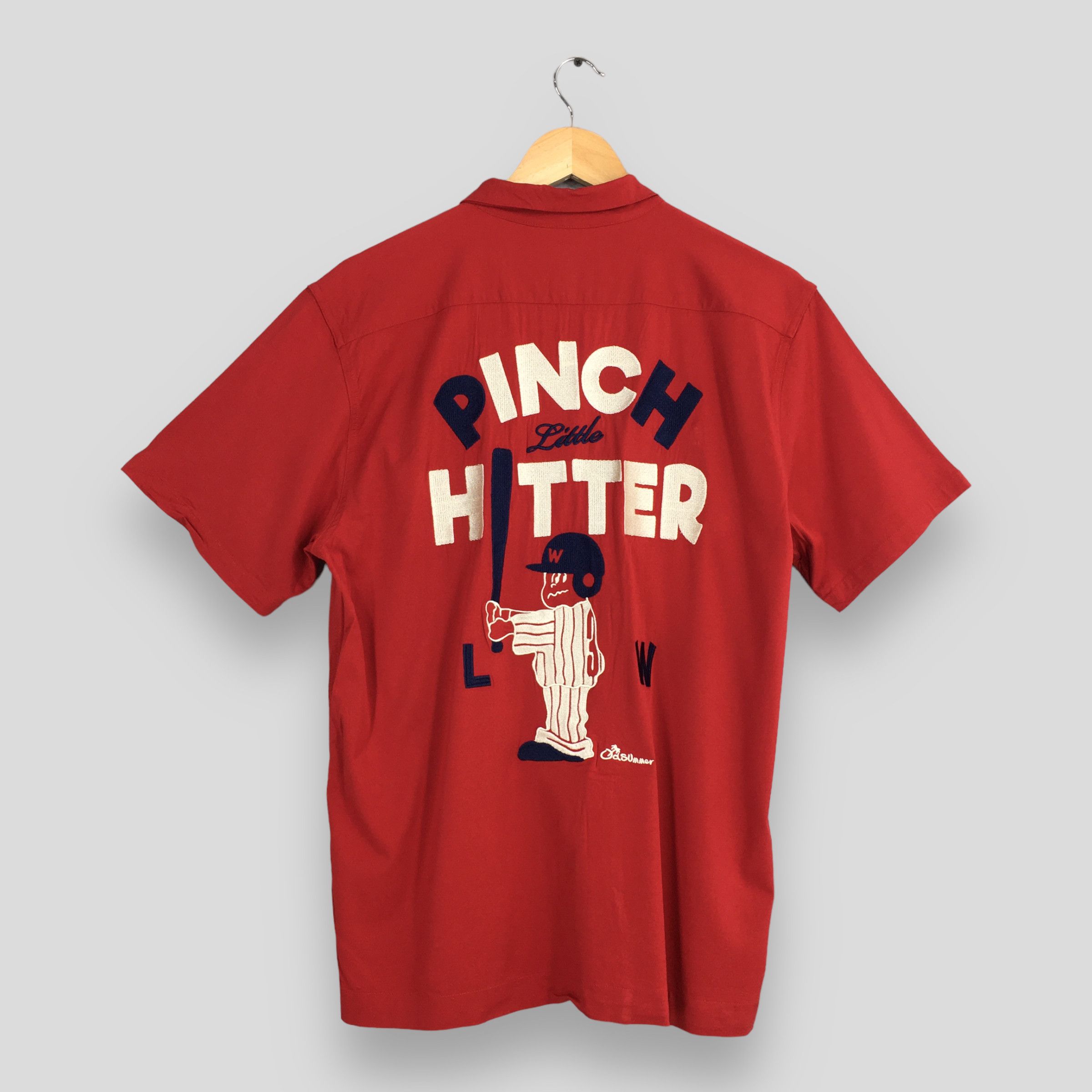 image of Aloha Wear x Toyo Enterprises Japanese Rockabilly Bowling Cricket Rayon Red Shirt Xl, Men's