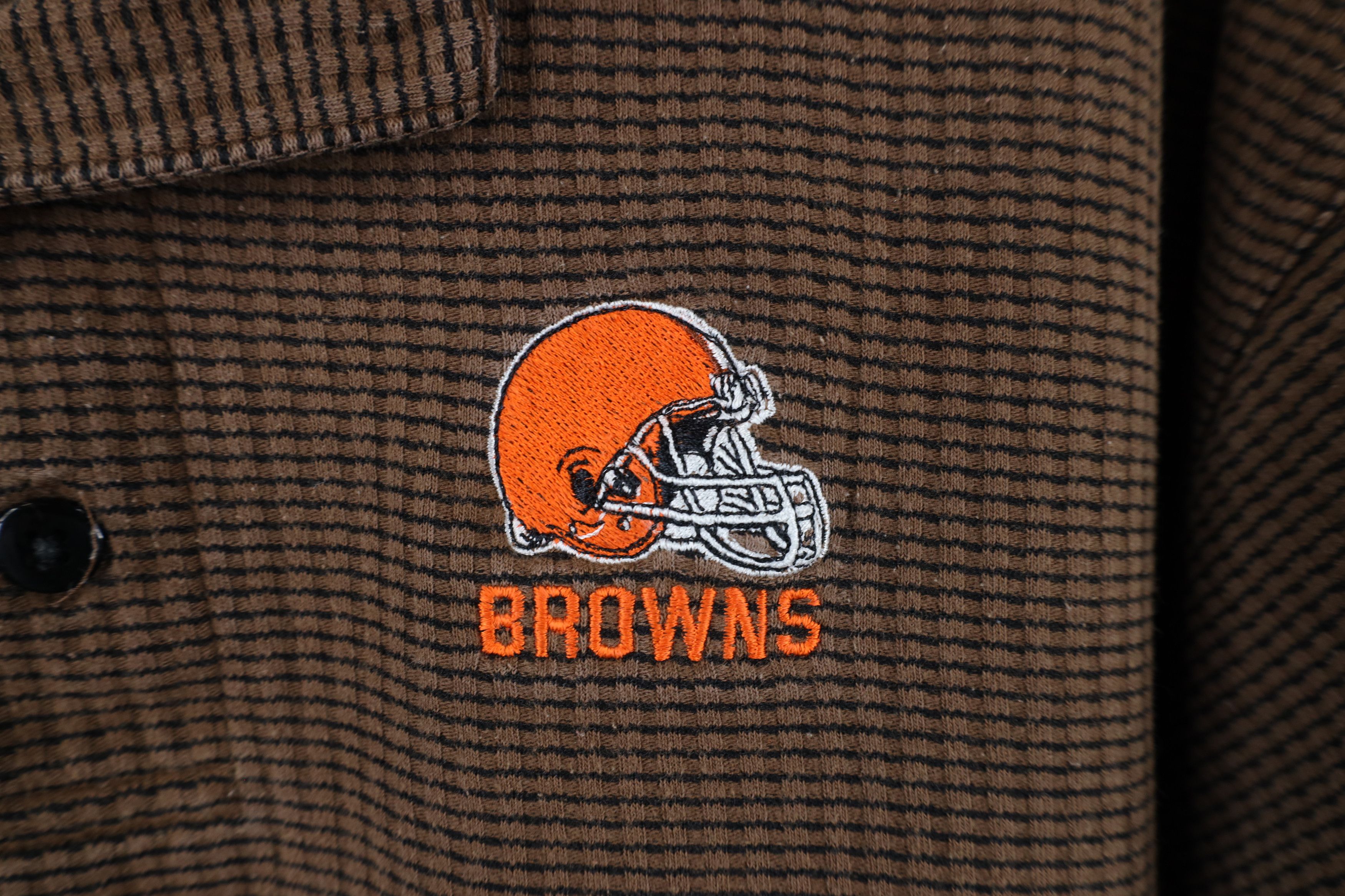 Vintage Vintage 90s Spell Out Cleveland Browns Football Polo Shirt Size US L / EU 52-54 / 3 - 4 Thumbnail