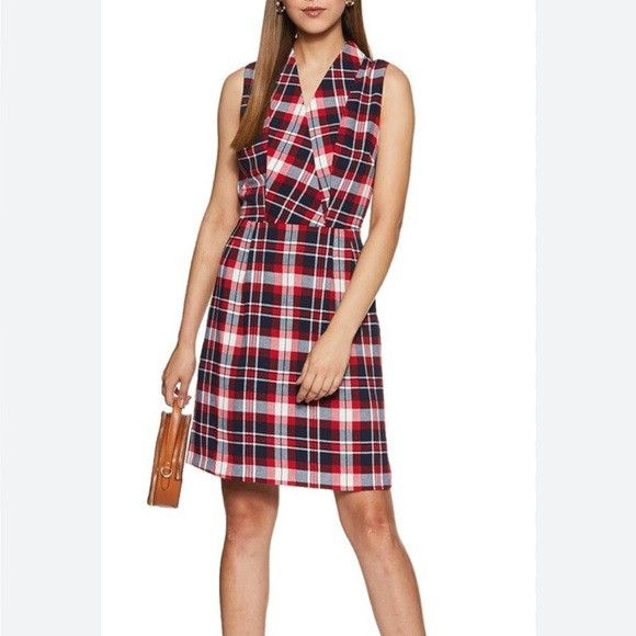 Tommy Hilfiger Tommy Hilfiger Red and Navy Plaid Lined Dress Size S / US 4 / IT 40 - 1 Thumbnail