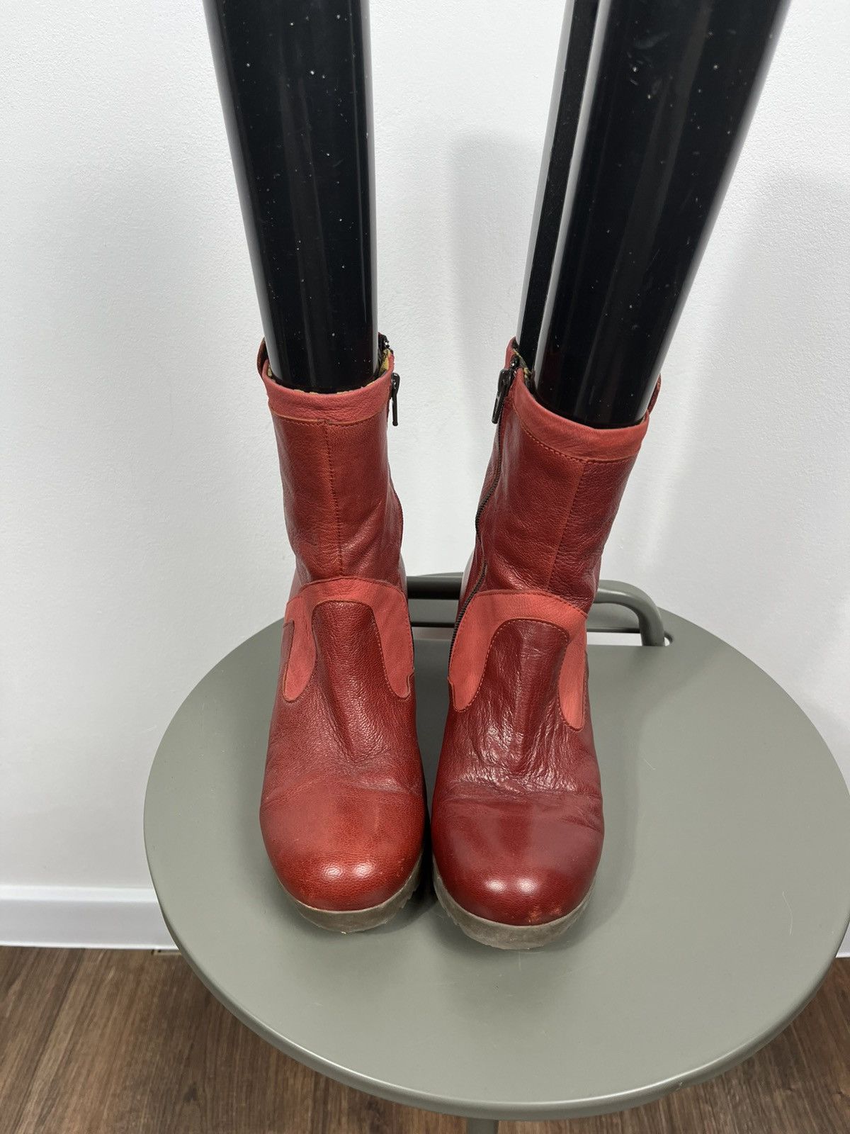 Fly London Fly London Womens Red Leather Mid Calf Heeled Boots EU 39 Size US 8 / IT 38 - 3 Thumbnail