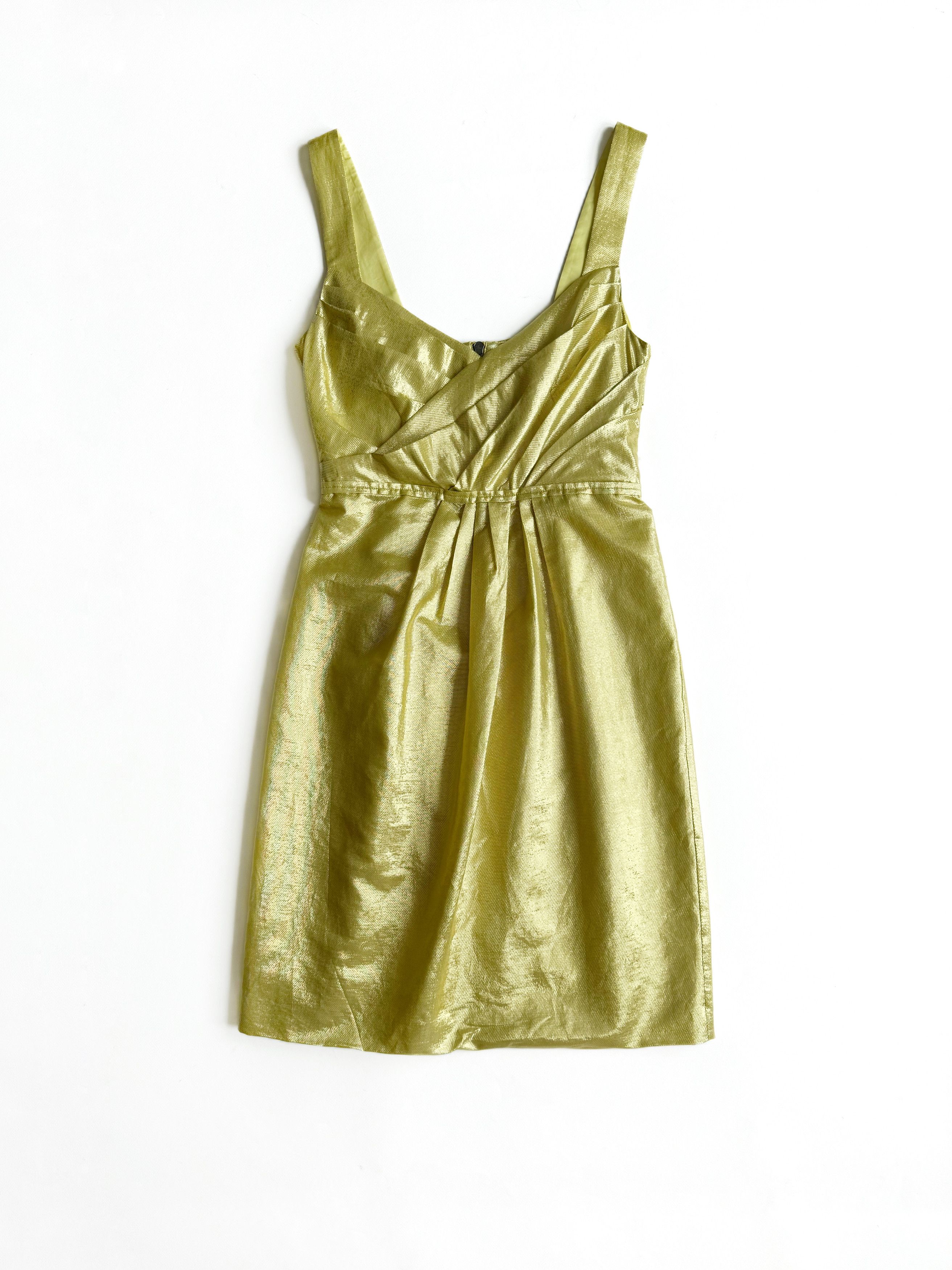 Burberry Burberry London Gold Sleeveless V-Neck Mini DressUS4 Size S / US 4 / IT 40 - 1 Thumbnail