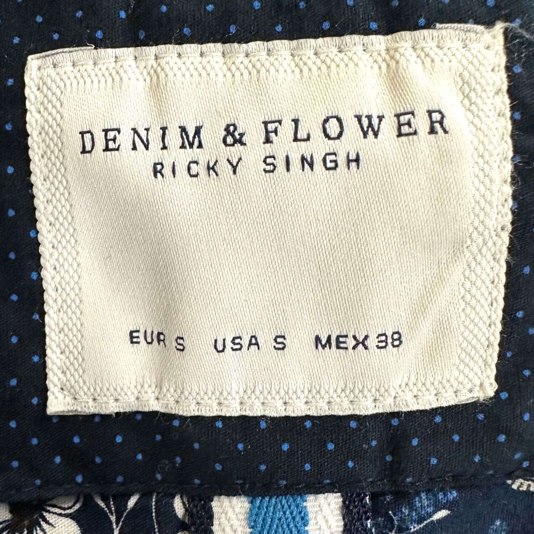 Denime VINTAGE Denim & Flower Mens Button-Up Shirt Small-38 Blue Geometric Long Sleeve Casual NEW Size US S / EU 44-46 / 1 - 4 Thumbnail