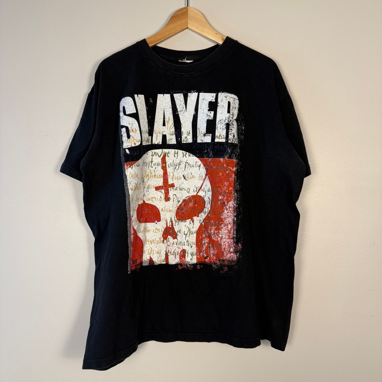 Vintage 90s Slayer Metal Band T-Shirt Skull Black XL Thrash