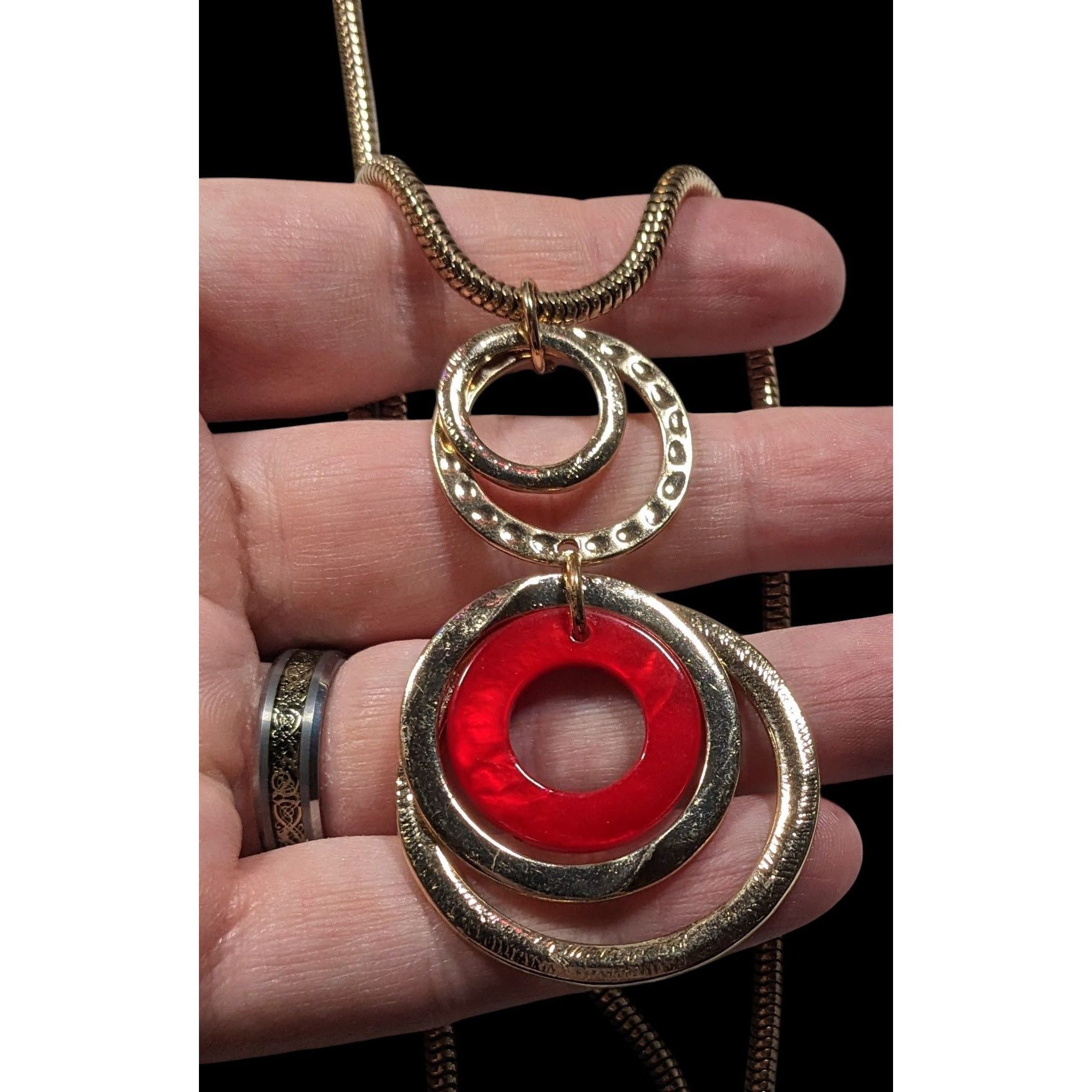 Other Charming Charlie Retro Geometric Red And Gold Tone Pendant N Size ONE SIZE - 2 Thumbnail