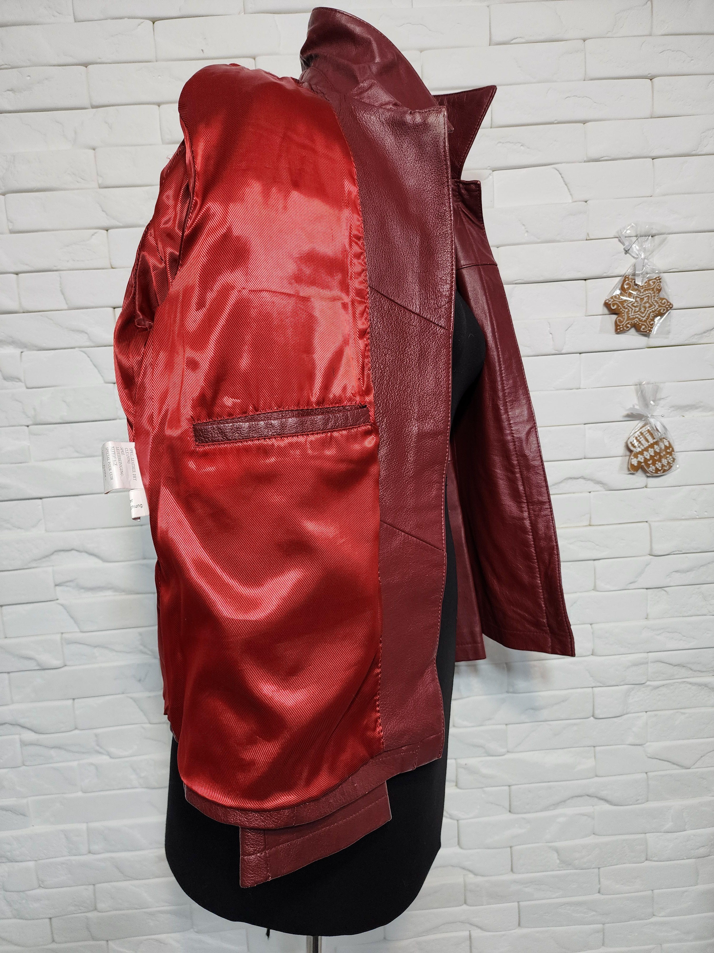Genuine Leather Red Leather Women's Jacket: Sporty Leather with Metal Zipper Size L / US 10 / IT 46 - 10 Thumbnail