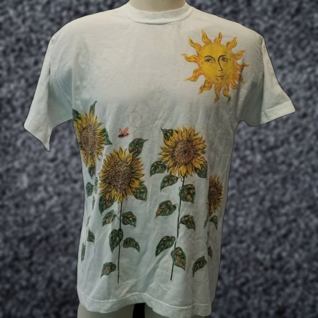 Sunflower VINTAGE 1980s American Weekend Sunflower Graphic T-Shirt Oversized Women’s M/L All Over Print Casual White Size M / US 6-8 / IT 42-44 - 1 Thumbnail