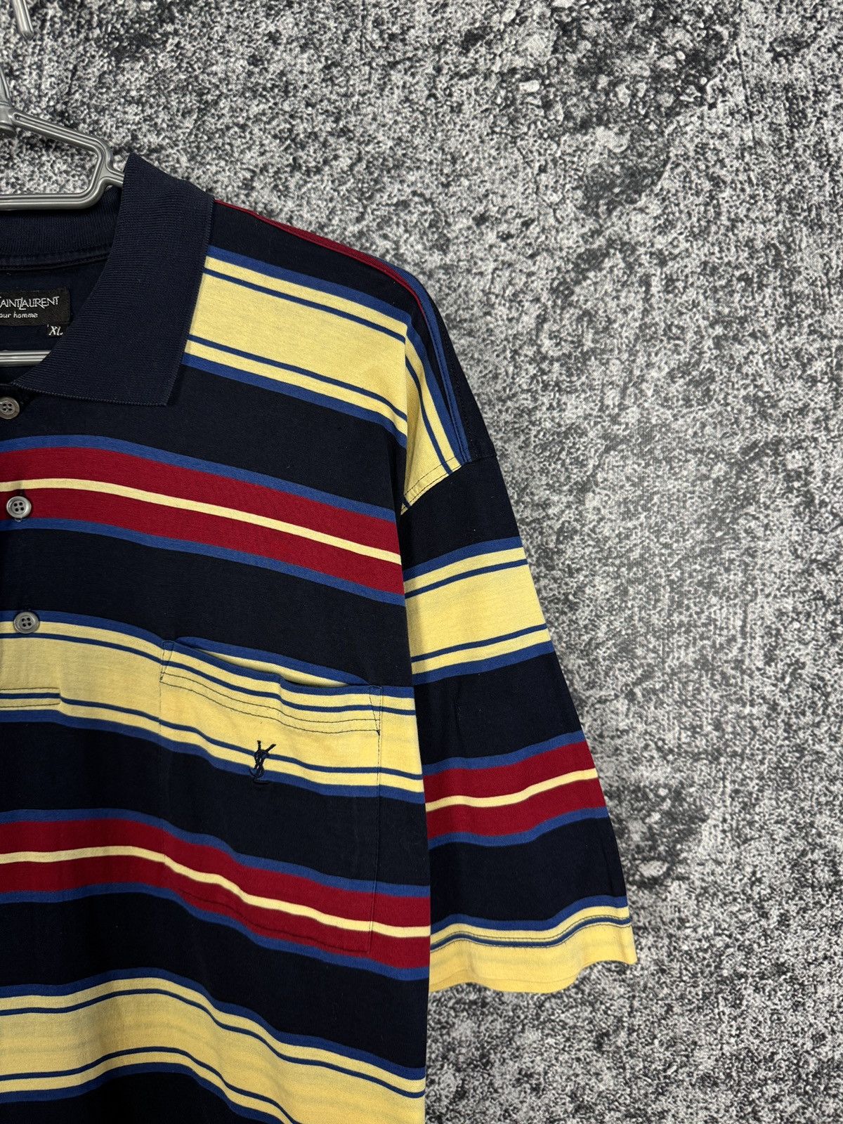 Yves Saint Laurent Men’s Yves Saint Laurent Striped Polo Shirt Vintage YSL XL Size US XL / EU 56 / 4 - 2 Thumbnail