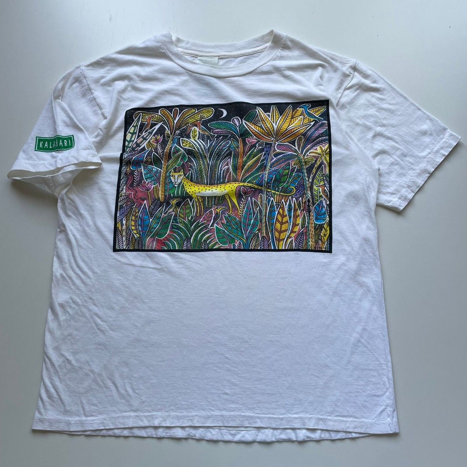 Vintage 90s Y2K Jungle Wildlife Nature Animal Art T Shirt XL
