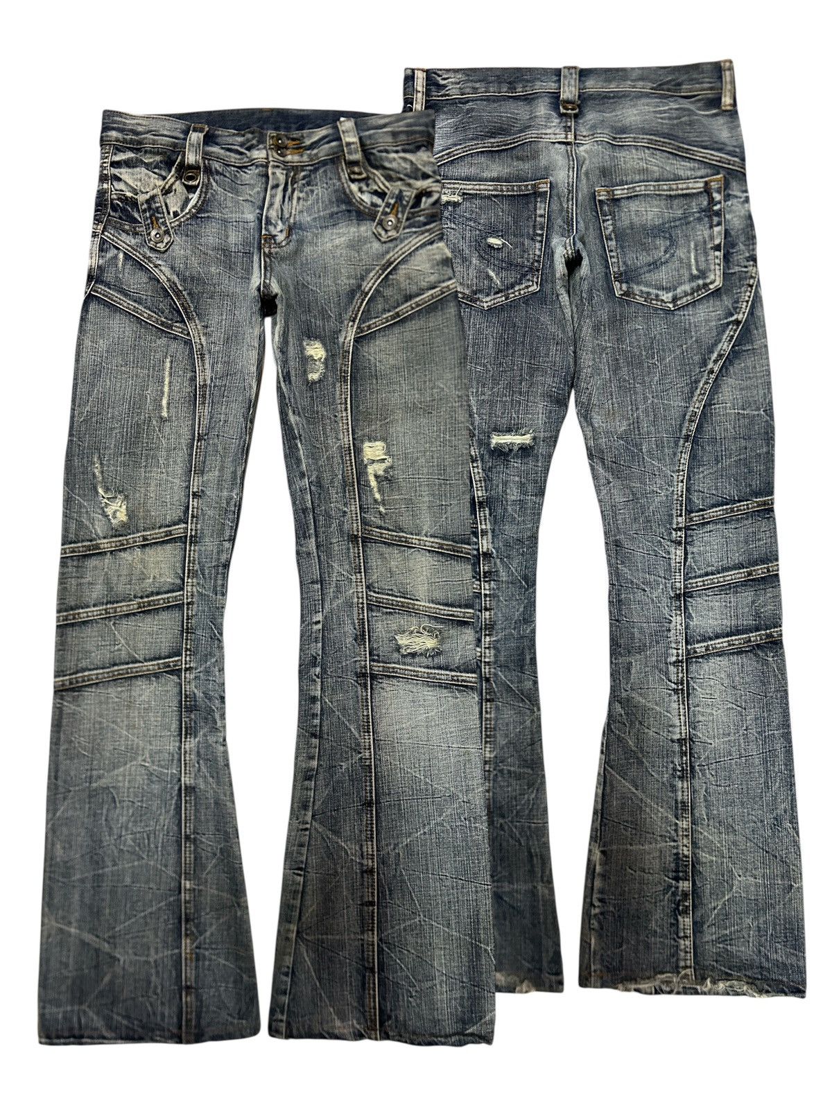 semanticdesign Vintage Semantic Design Clawmark Distressed Flare Jeans Size US 31 - 1 Thumbnail