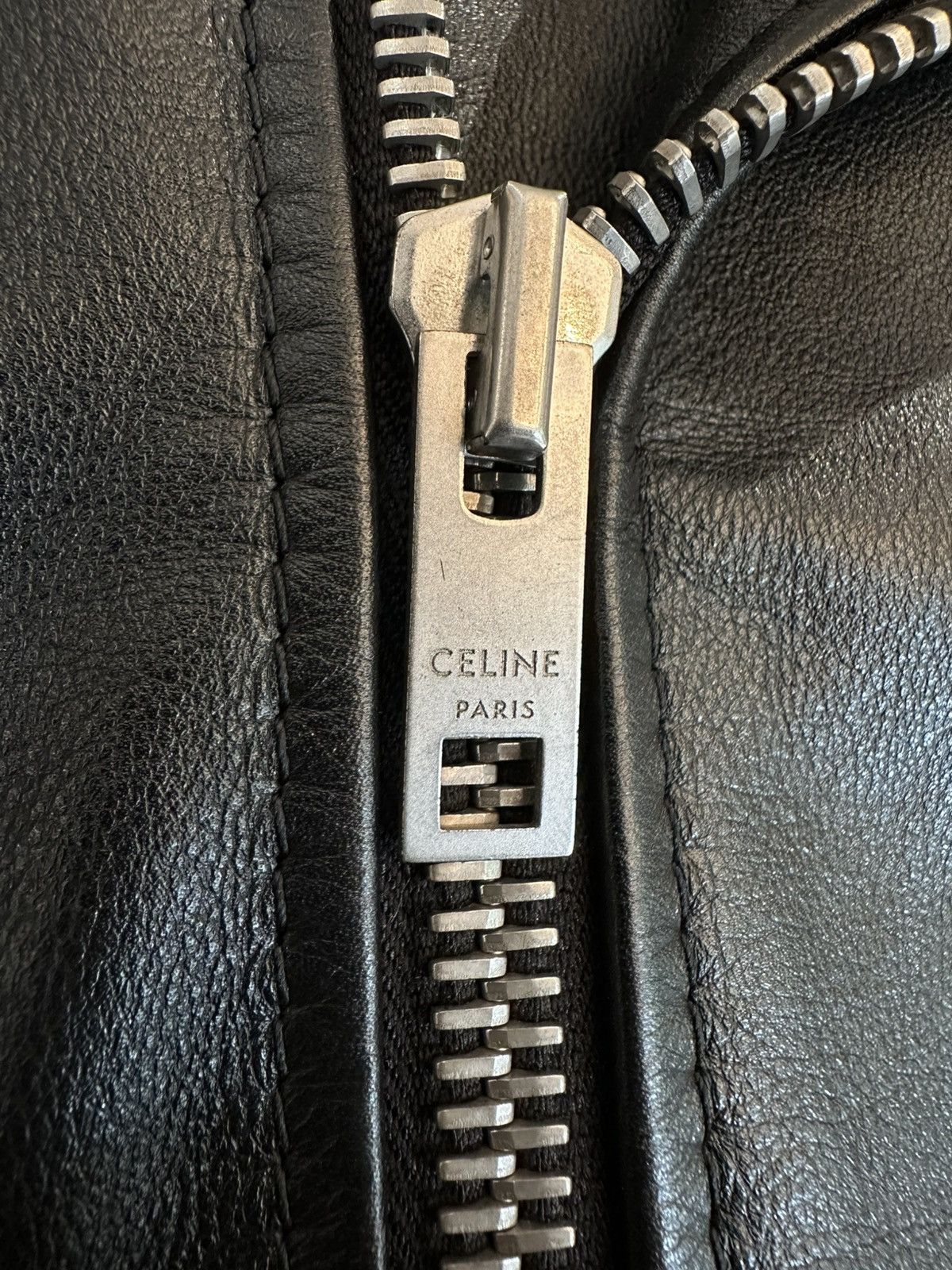Celine HEDI CELINE LEATHER BIKER JACKET SZ 48 Size US M / EU 48-50 / 2 - 4 Thumbnail