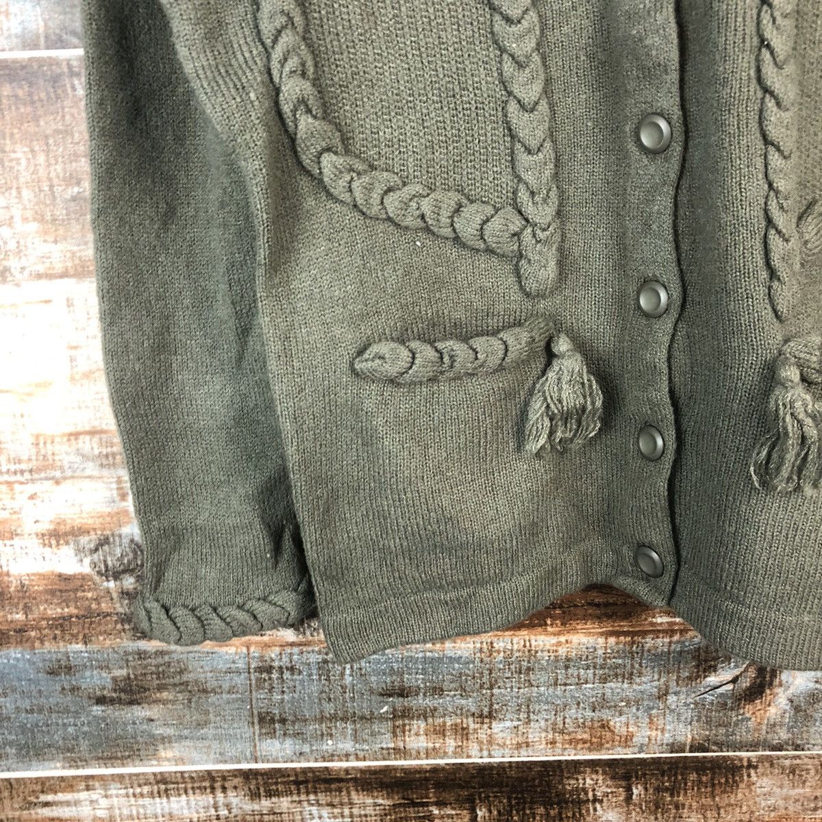 Homespun Knitwear × Japanese Brand DL Lemarais Green Cardigan Knitwear #C585 Size US M / EU 48-50 / 2 - 7 Thumbnail