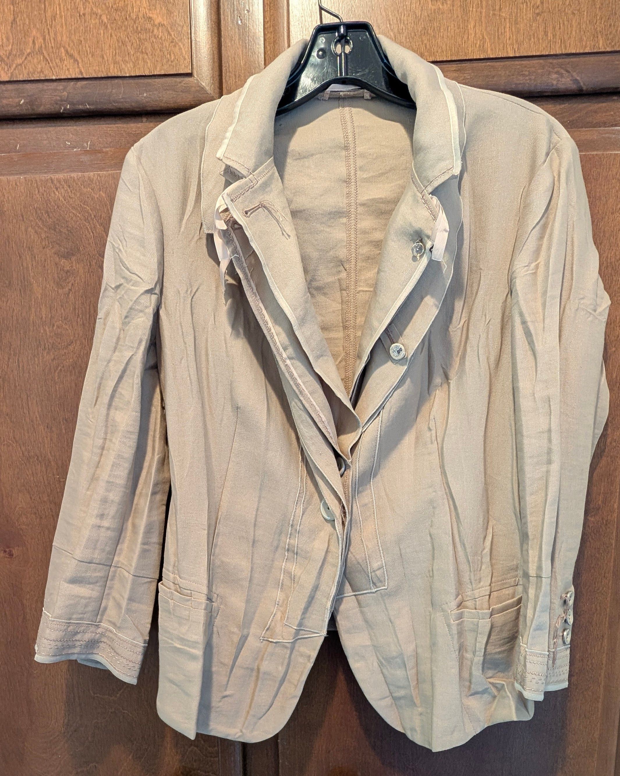 Marithe + Francois Girbaud Marithe & Francois Girbaud Tan Crinkled Womens Blazer Size XL / US 12-14 / IT 48-50 - 1 Thumbnail