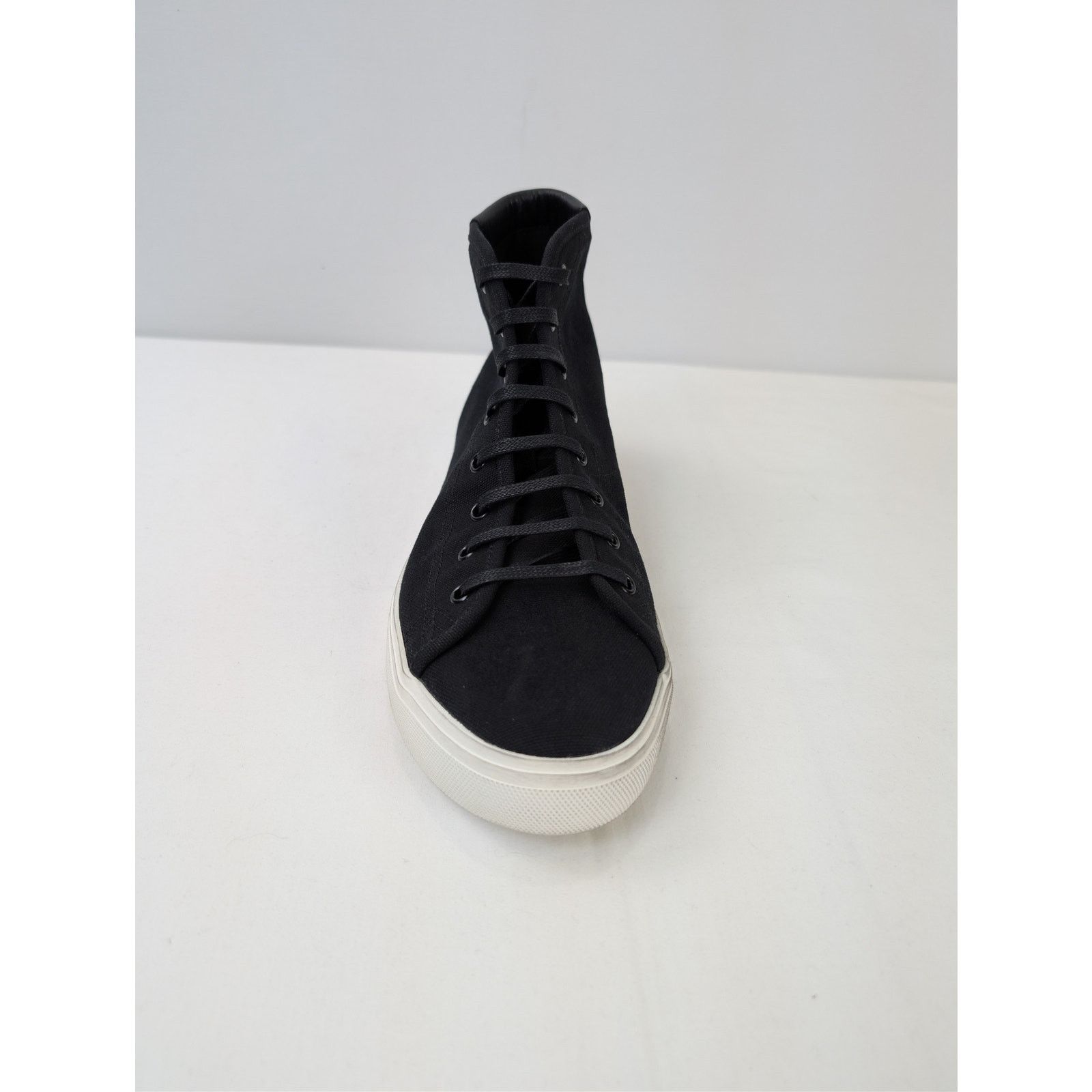 Saint Laurent Paris o1rshd1 Malibu Mid-Top Sneaker in black canvas and leather Size US 12 / EU 45 - 13 Thumbnail