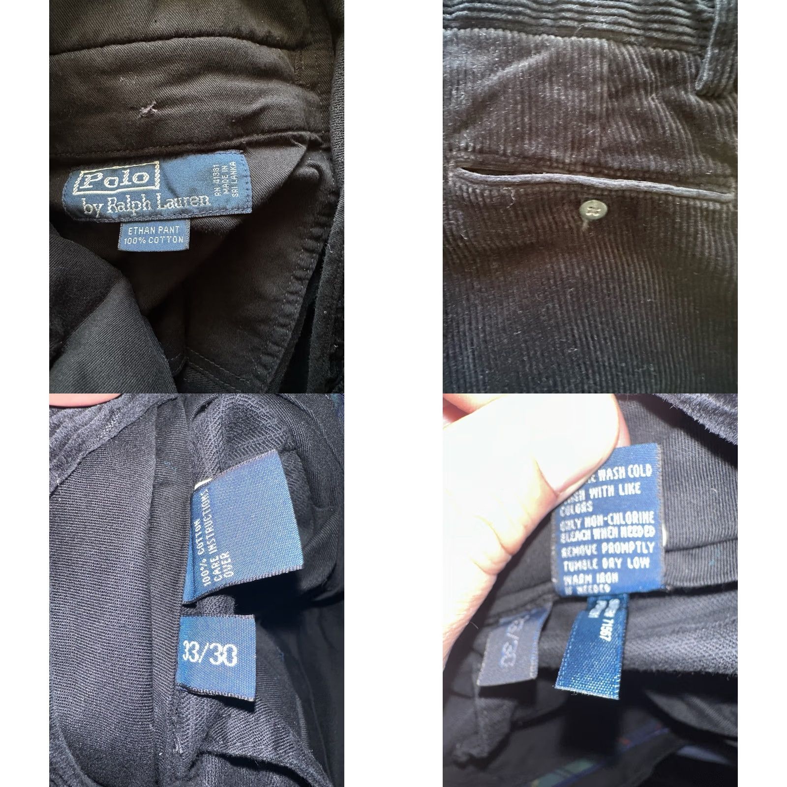 Polo Ralph Lauren VINTAGE Polo Ralph Lauren Black Corduroy Ethan Pants Mens 33x30 Polo Cords Slim? Regular? 90s Logo City College Preppy USA Size US XS / EU 42 / 0 - 8 Thumbnail